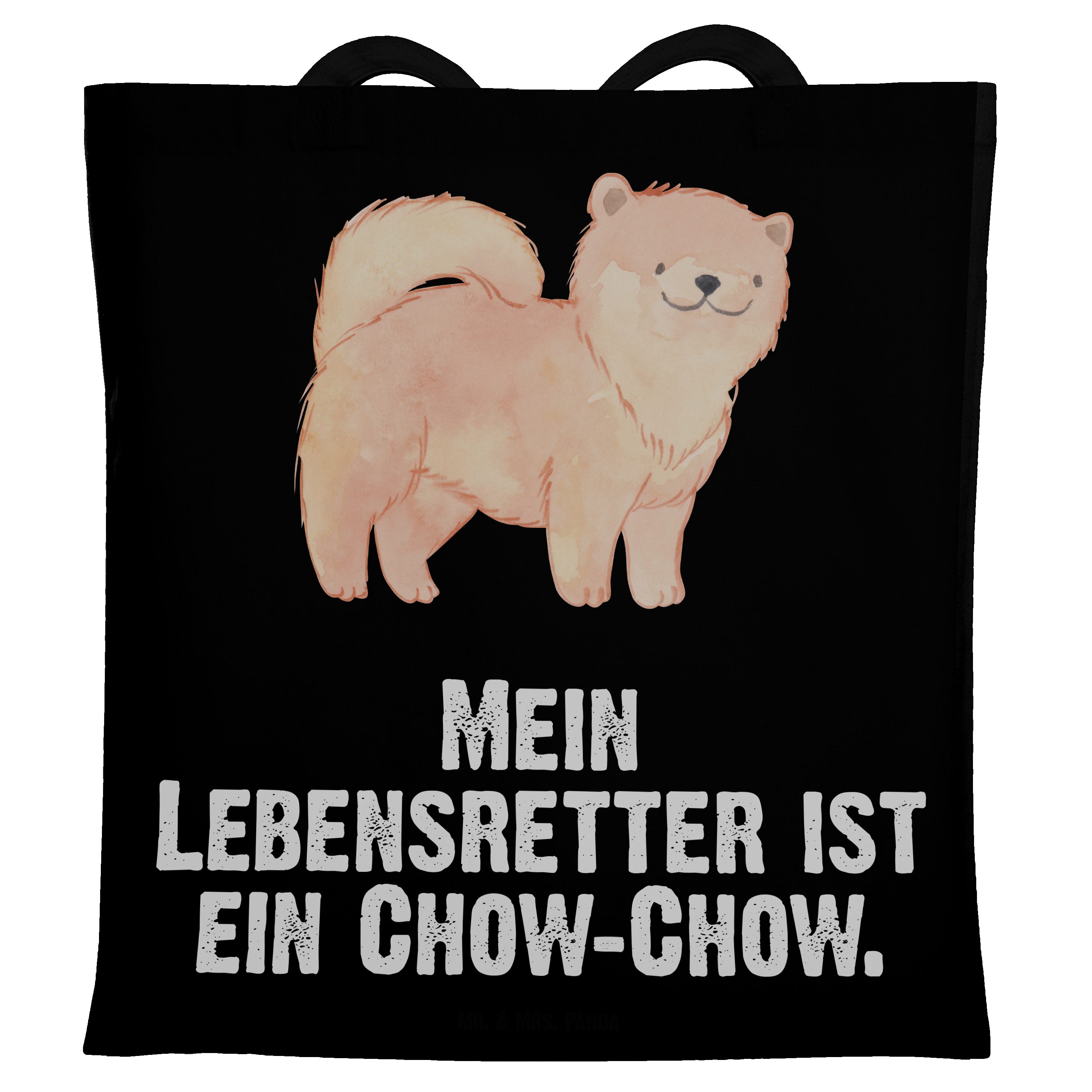 Mr. & Mrs. Panda Tragetasche Chow-Chow Lebensretter - Schwarz - Geschenk, Einkaufstasche, Beutel, (1-tlg)