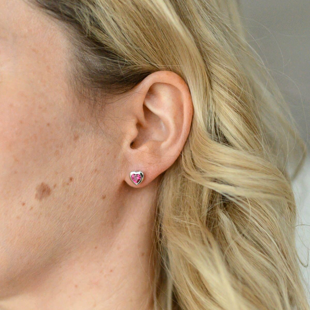 Materia Paar Ohrstecker Herz Zirkonia Rot SO-11, 925 Sterling Silber, rhodi günstig online kaufen