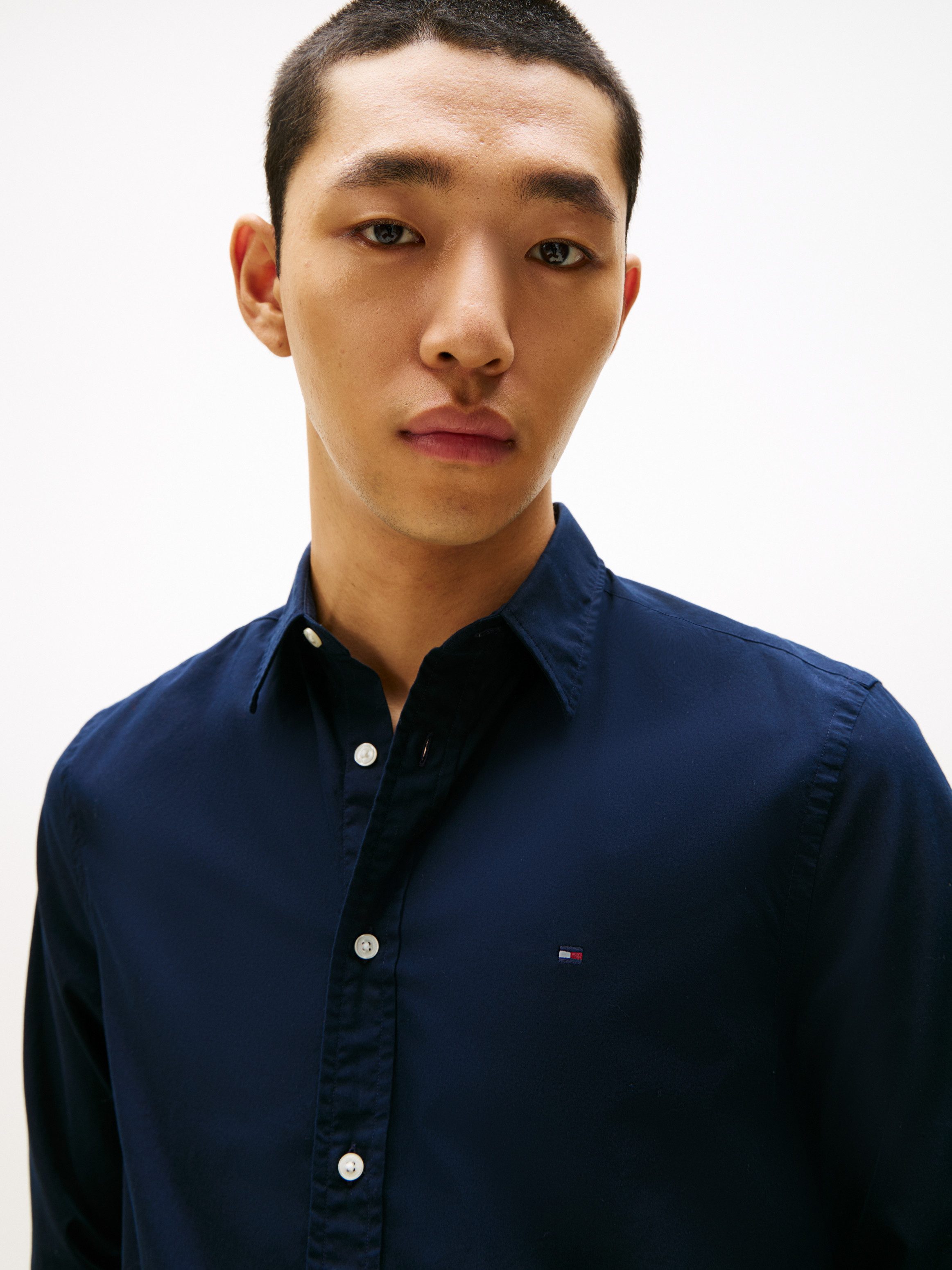 Tommy Hilfiger Langarmhemd FLEX POPLIN SHIRT Slim Fit, Kentkragen, Baumwollqualität