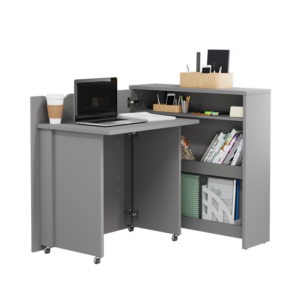 Compleo Schreibtisch Work Concept, Klappbarer office) Grau (Home Schreibtisch,multifunktionales Sideboard