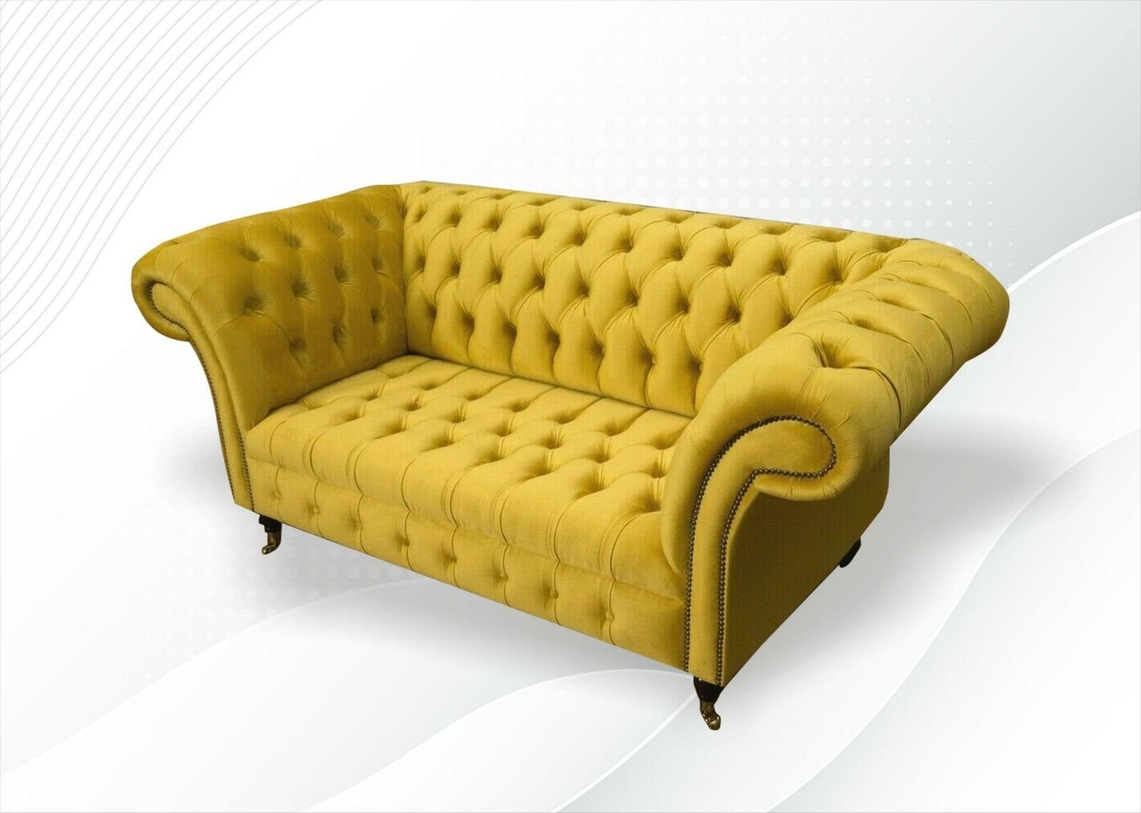 JVmoebel Chesterfield Textil Couchen Design Möbel Wohnzimmer 2 Gelbe Sofas Chesterfield-Sofa, Sitzer Modern