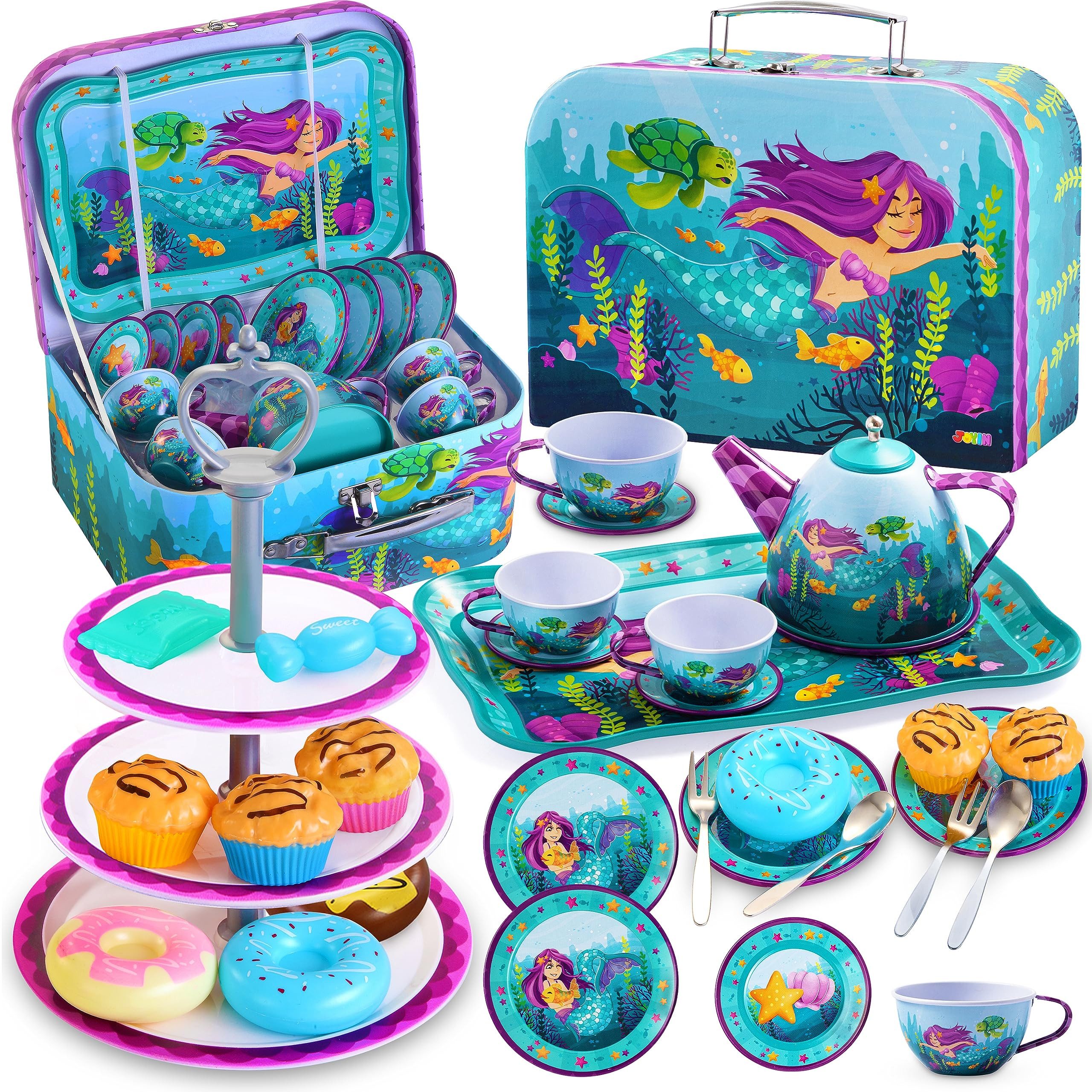 JOYIN Kinder-Wasserkocher JOYIN 35Pcs Teeservice Kinder Einhorn Tee Party Set für Mädchen