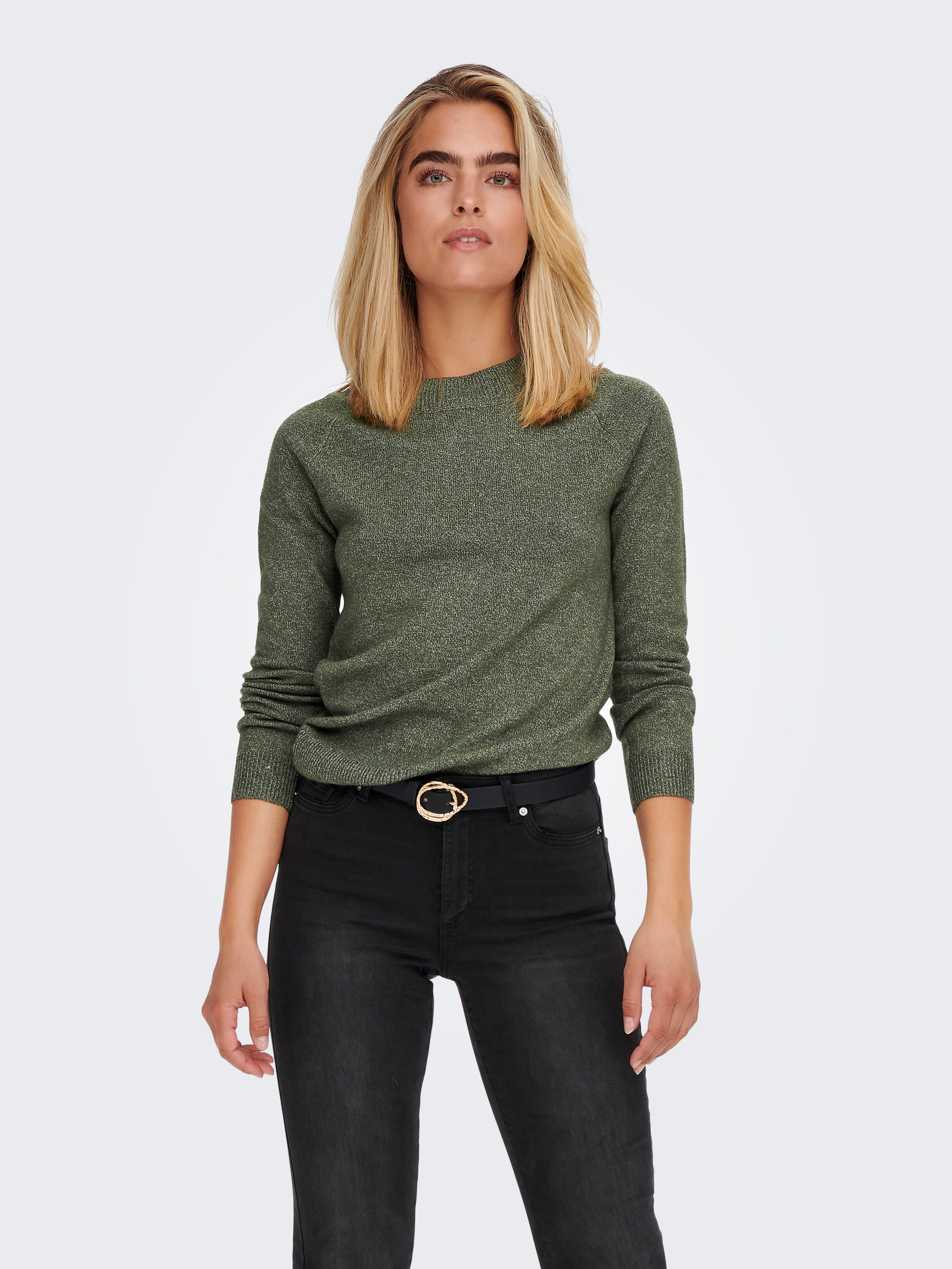 ONLY Rundhalspullover ONLRICA LIFE L/S PULLOVER KNT NOOS Materialmix, regular fit