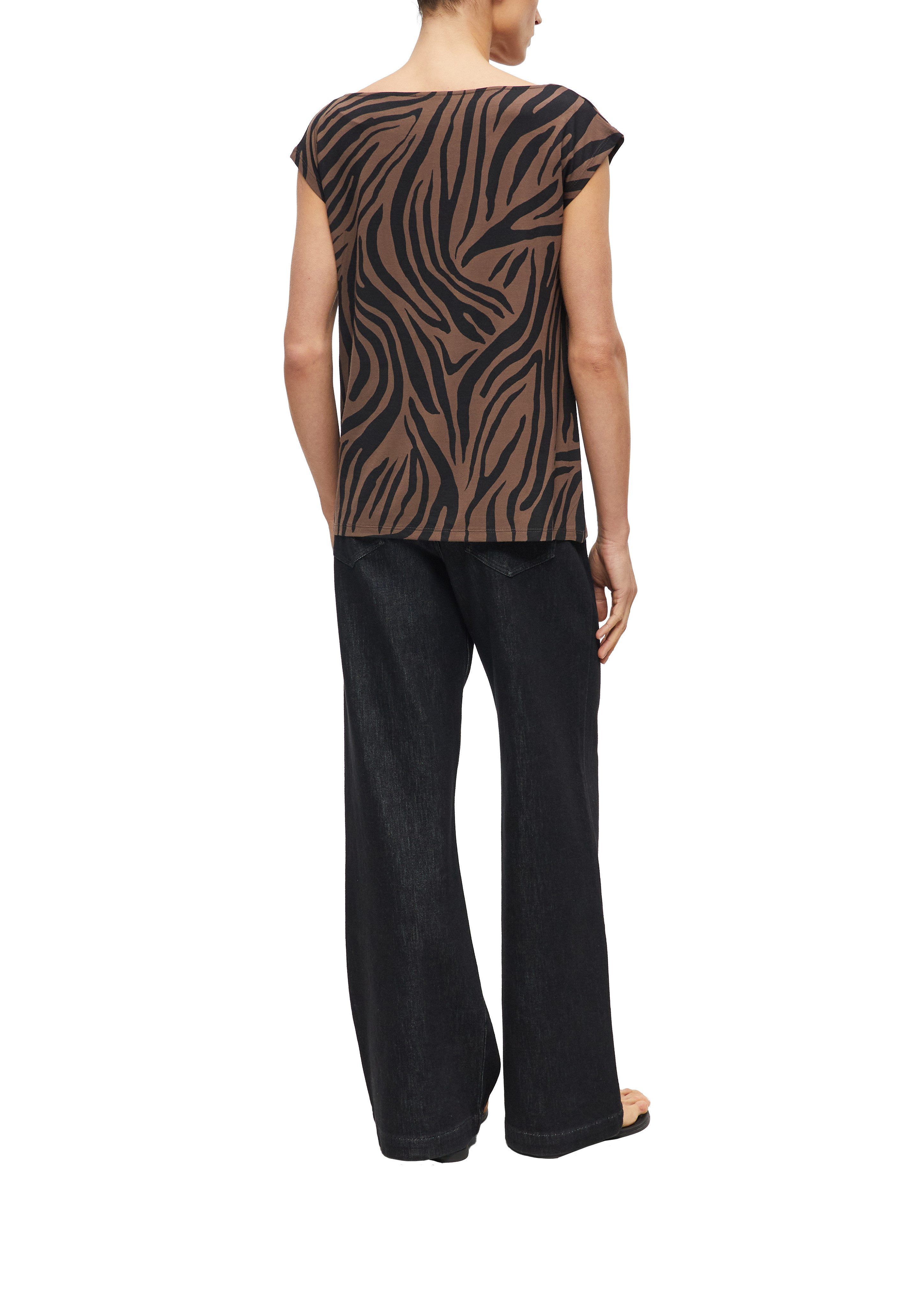 s.Oliver BLACK LABEL Kurzarmshirt Sommerbluse mit Animal-Print / aus Viskose