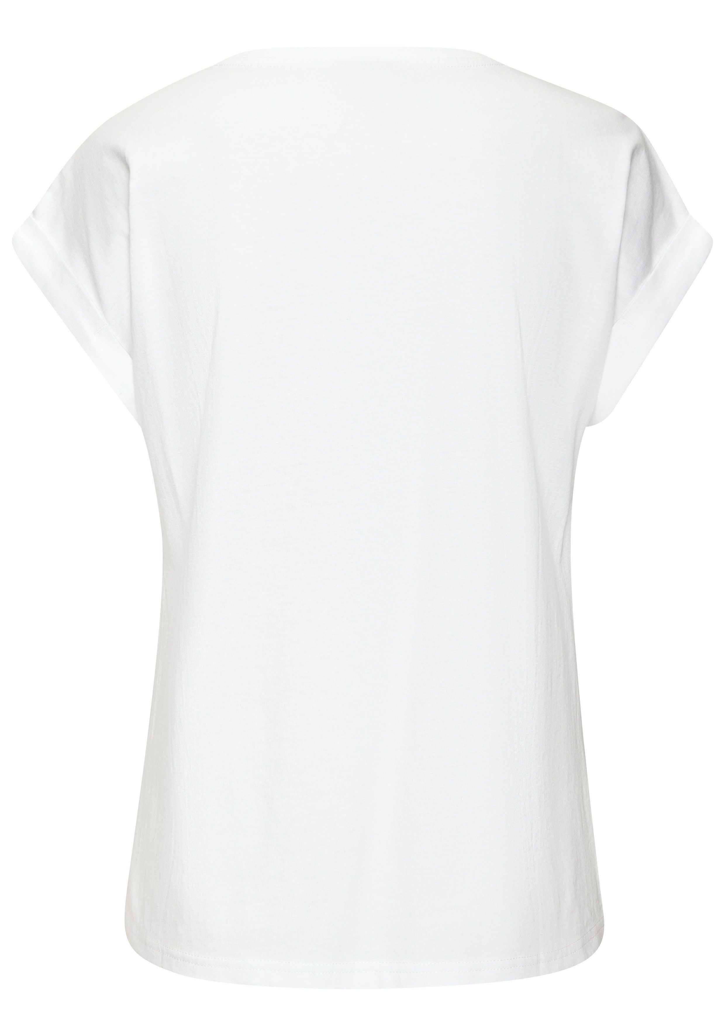 Venice Beach Kurzarmshirt mit dezentem Herzdruck und Ärmelaufschlag Rundhalsshirt mit Frontprint, T-Shirt aus Baumwolle, lockere Passform
