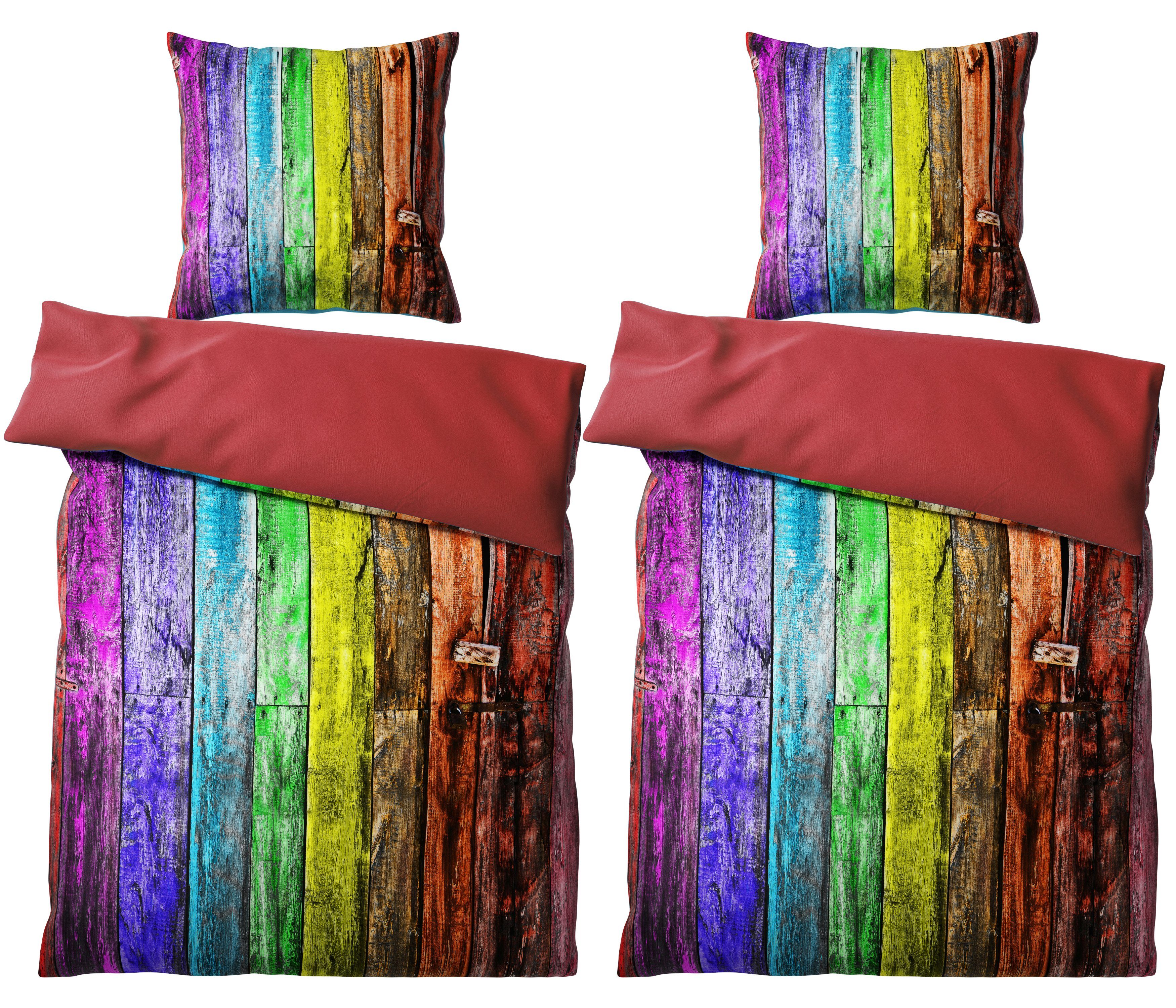 Sanilo Bettwäsche Rainbow 135x200 cm, Bettbezug und Kissenbezug, Baumwolle, 4 teilig