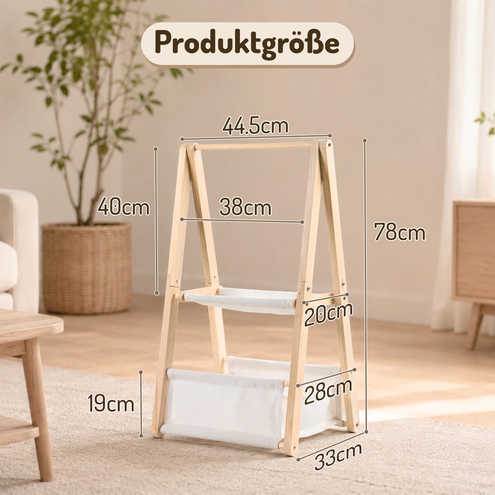 JOYOLEDER Kleiderständer Holz Babykorb für Babyparty, Zweistöckiger geschenkkorb baby, (Baby Aufbewahrungskiste aus Holz, Baby Shower Deko, Baby Geschenk zur Geburt für werdende Eltern)