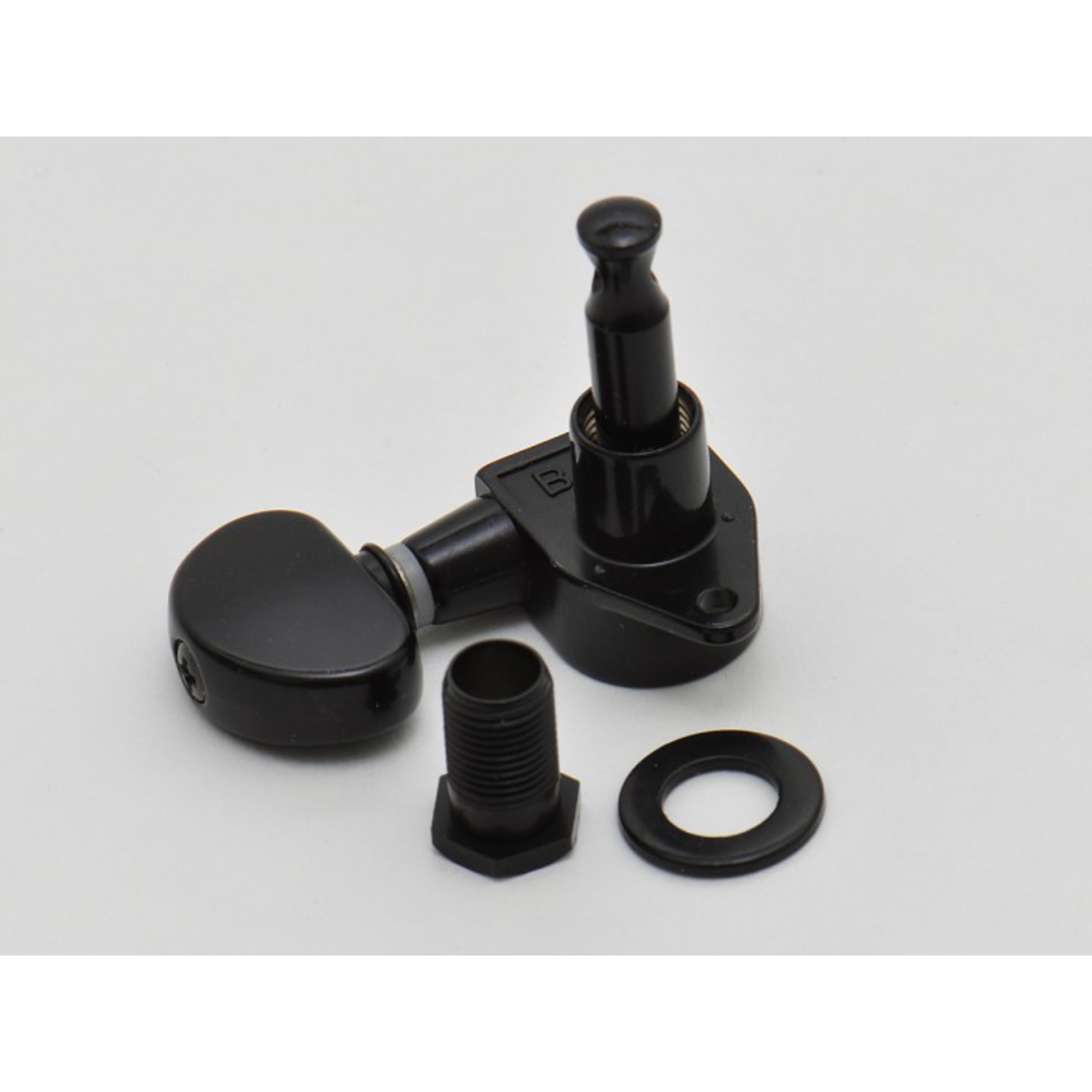 Kluson Gitarrenmechanik-Set, (ersatzteile für Gitarren, Mechaniken), MG33B Round Backs Grover-Style 3+3 Black - Gitarren Mechanik