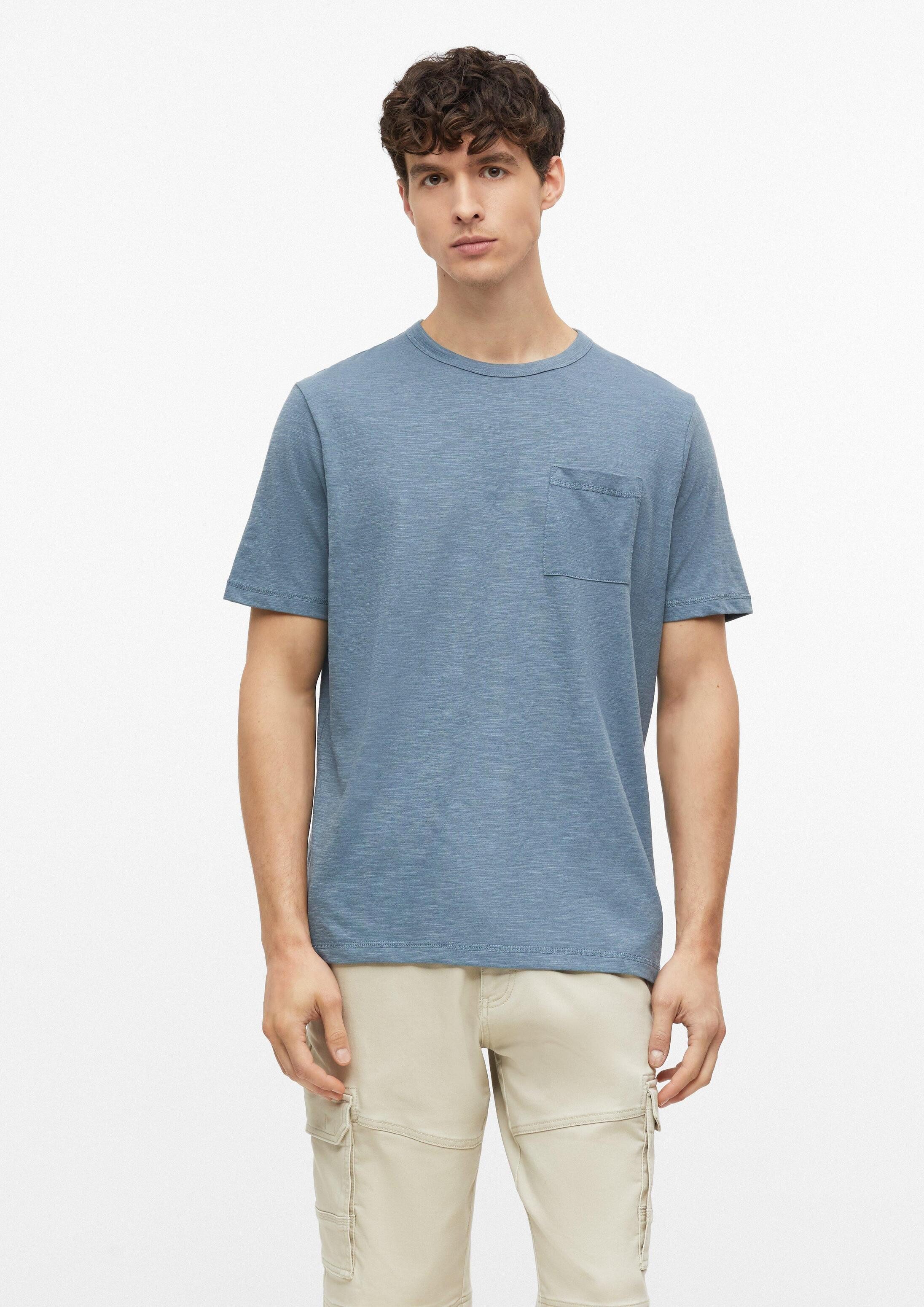 s.Oliver Kurzarmshirt T-Shirt Meliertes T-Shirt aus Baumwollmix mit Brusttasche