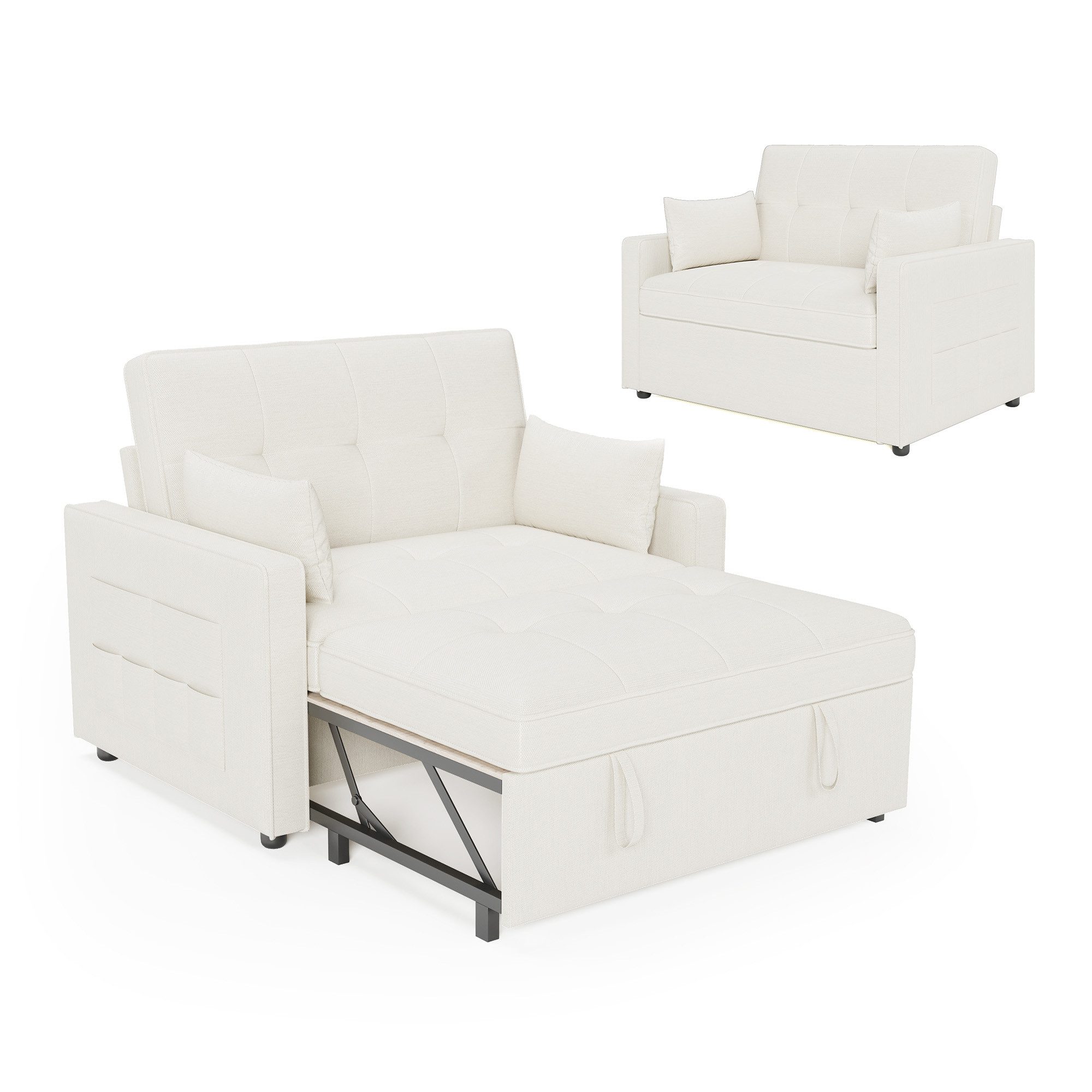 AMERLIFE Schlafsofa 3‑in‑1 multifunktional, 5‑stufig verstellbar, 1 Teile, mit Kissen und Seitentasche