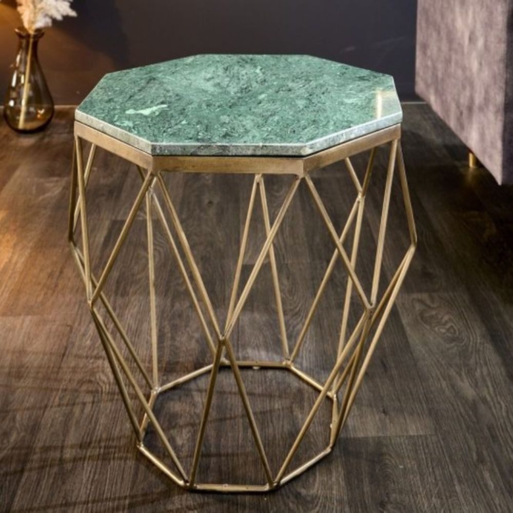 LebensWohnArt Beistelltisch Exklusiver Beistelltisch BIJOUX ca.50cm grün Marmor