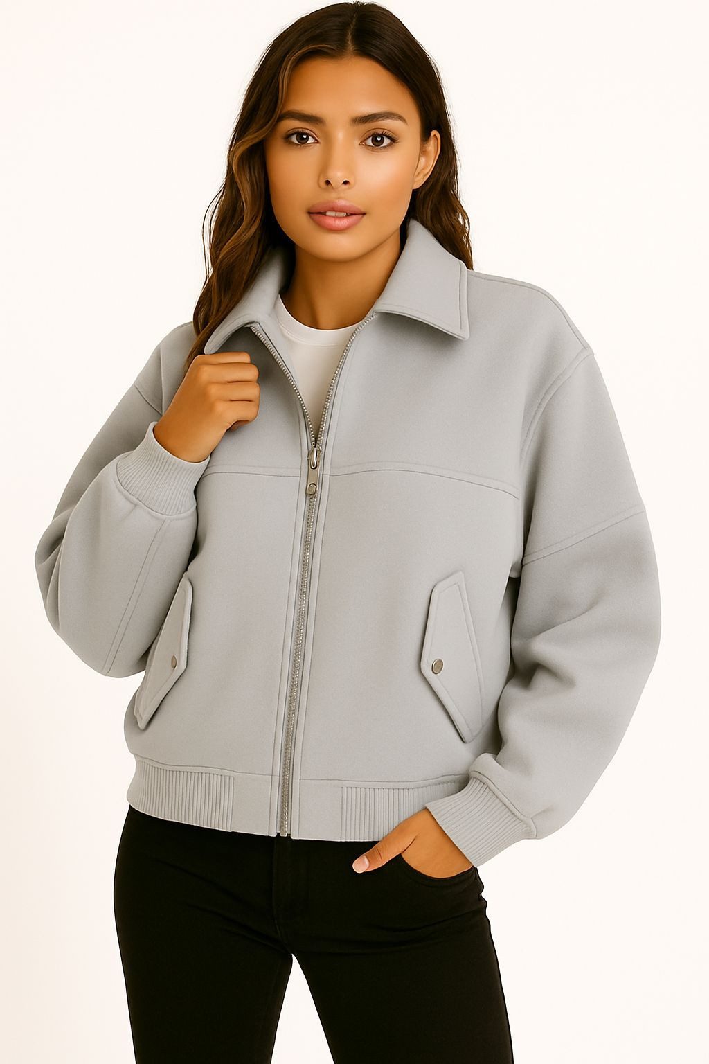 Worldclassca Bomberjacke Worldclassca Bomberjacke Trench Kragen Oversize Übergangsjacke Blouson Neue Kollektion - Stilvolle und gemütliche Mode für Damen