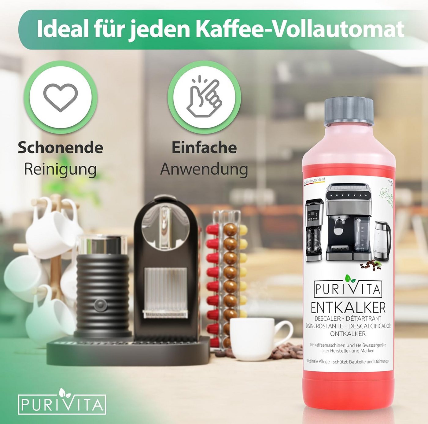 Thumbnail - Purivita Purivita Flüssigentkalker, Universal 750ml +1 Fl. Kostenlos dazu ! Flüssigentkalker (Universal Entkalker)