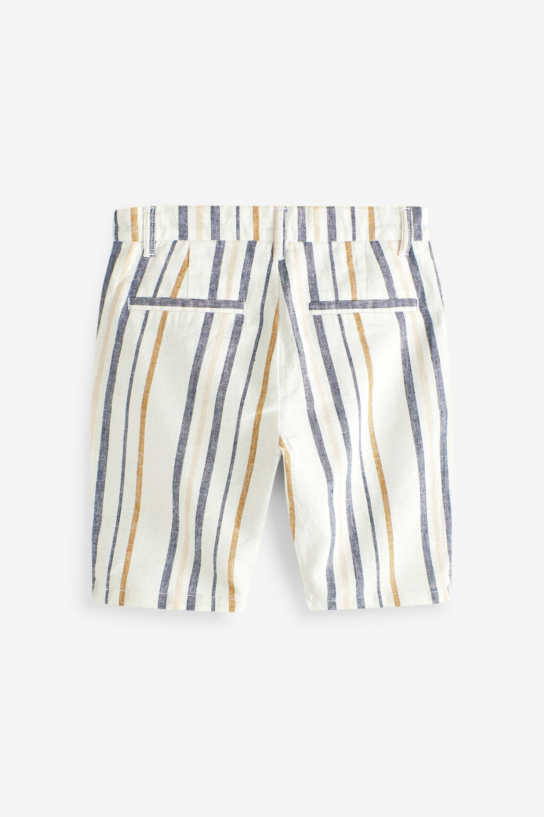 Next Chinoshorts Chino-Shorts mit Stripe (1-tlg) Blue/Yellow Leinenanteil