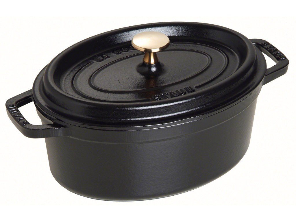 Staub Bräter Staub Cocotte oval 37 cm Schwarz