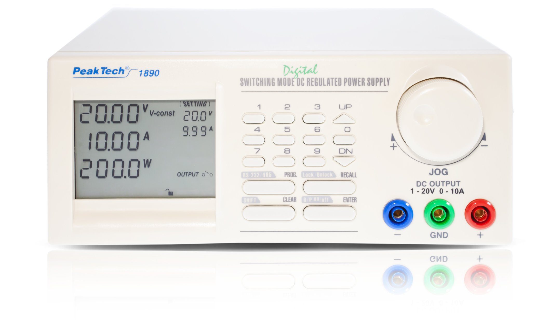 PeakTech 1890: Programmierbares DC Schaltnetzgerät ~ 1 - 20V / 0 - 10A Labor-Netzteil