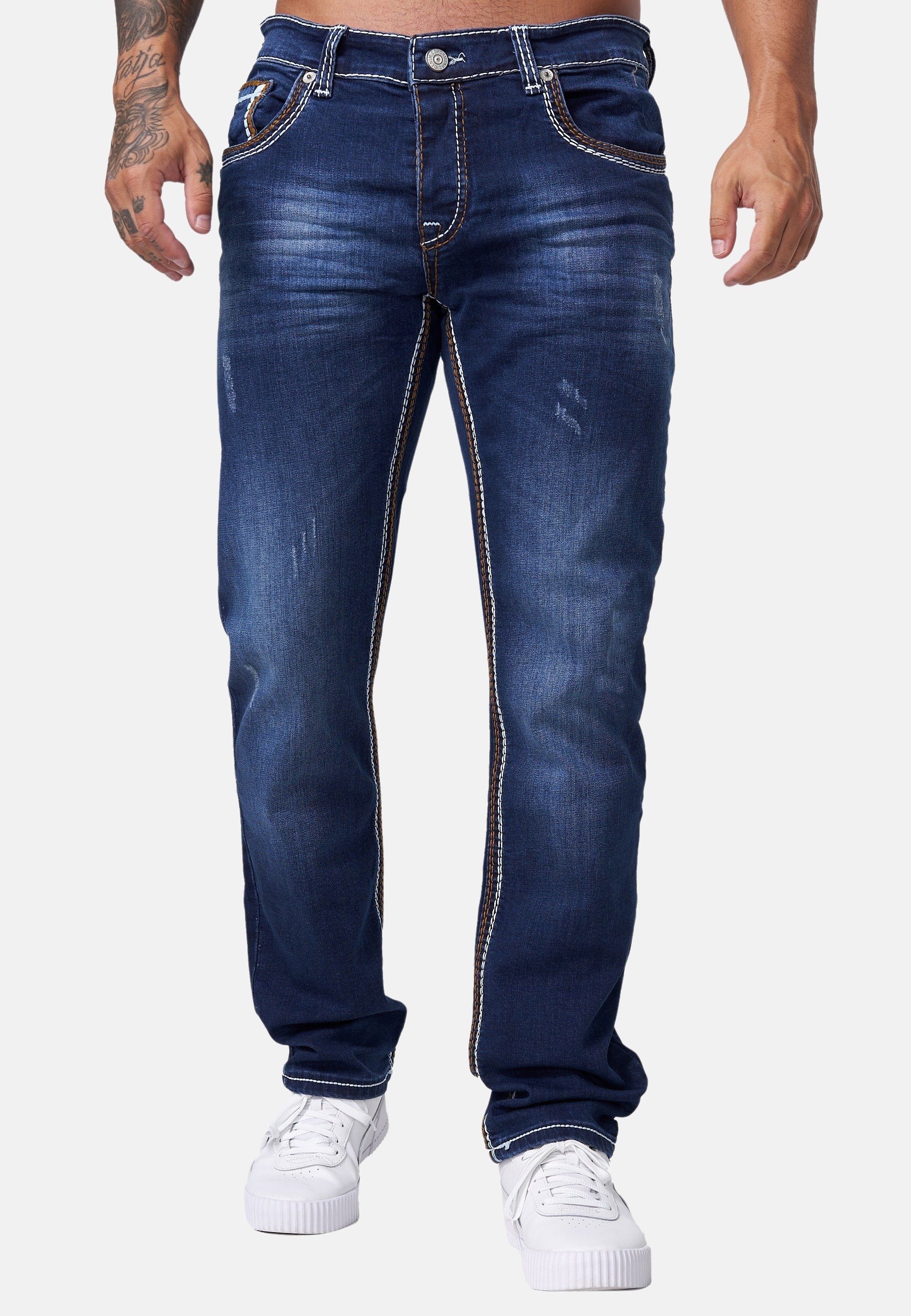 Männer Fit Hose Designerjeans Code47 Denim Herren Fit Slim Regular Jeans Regular-fit-Jeans