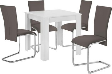 Homexperts Essgruppe Nick1-Mulan, (Set, 5-tlg), mit 4 Stühlen, Tisch in weiß, Breite 80 cm