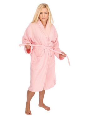 ZELLERFELD Damenbademantel 2-teilig Bademantelset Damen 100% Baumwolle Einheitsgröße mit Handtuch 2 Taschen Gürtel Cotton Sauna