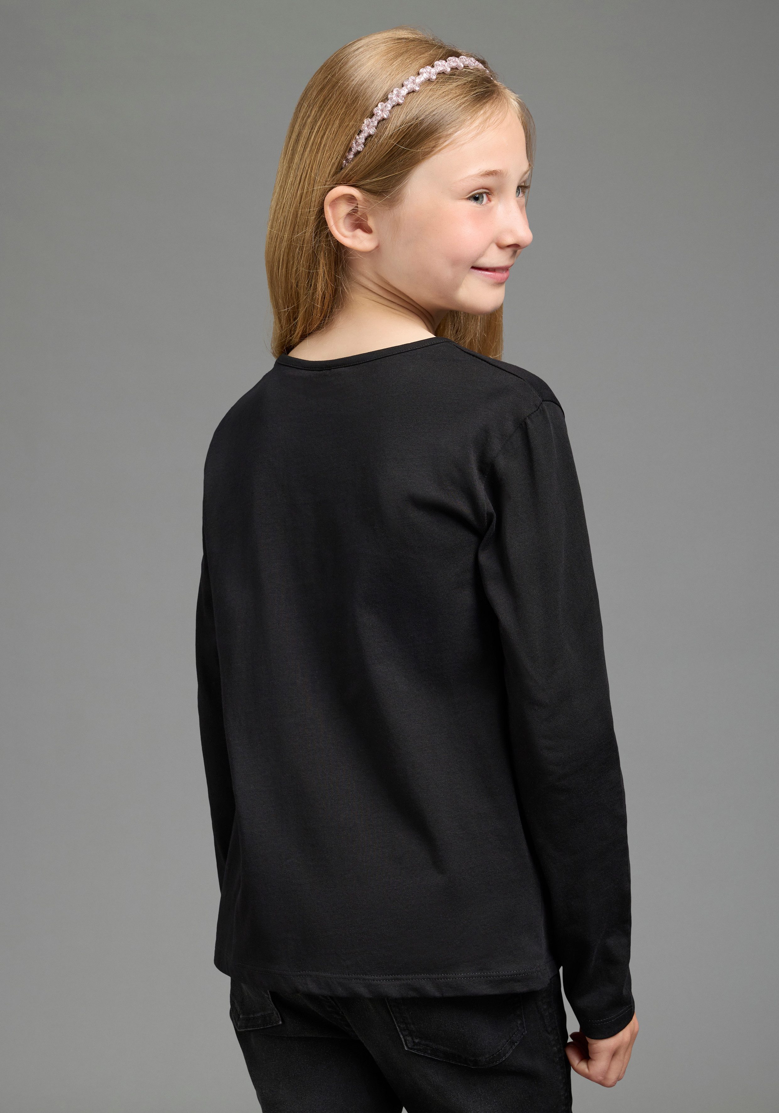 KIDSWORLD Langarmshirt K-POP DEMON HUNTERS Shirt hüftlang, mit Rundhalsausschnitt, Basic Passform
