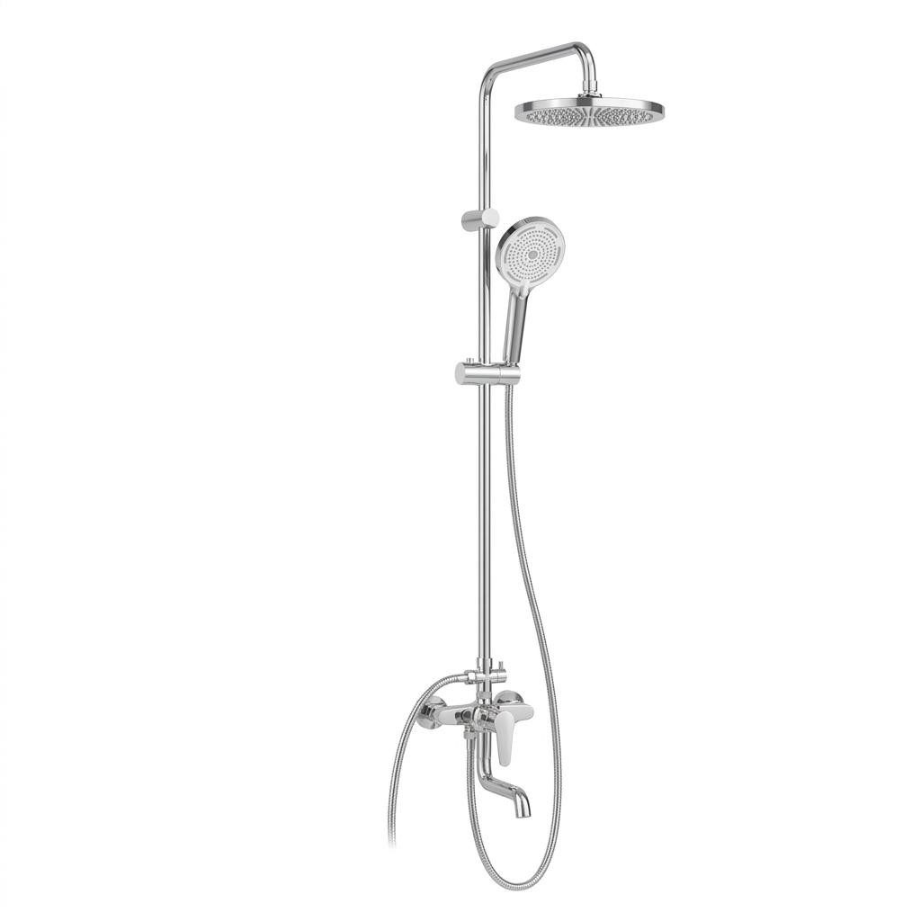 GarveeMore Stangenbrause-Set Modernes Regendusche Duschsystem ohne Armatur – Edelstahl Duschsäule, mit 25 cm Rundkopf, höhenverstellbar – Komplettes Badzubehör Set