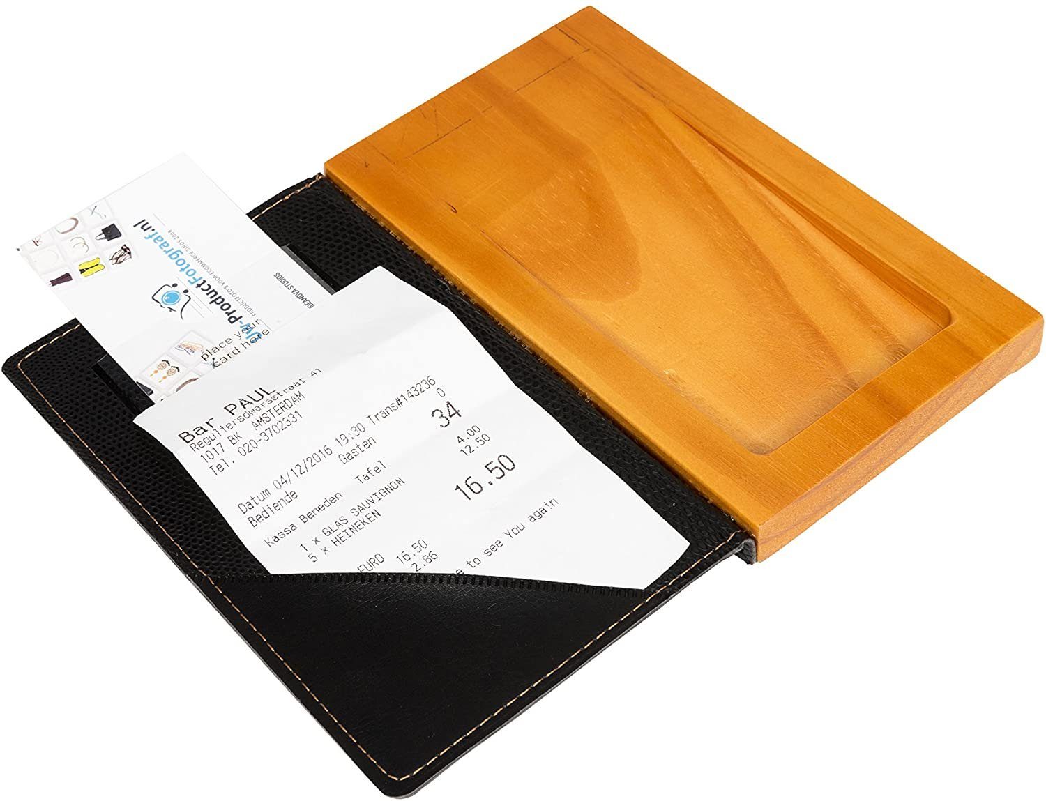 Securit Securit Leder Rechnungsmappe aus WOOD, Holz, und schwarz Tafelservice