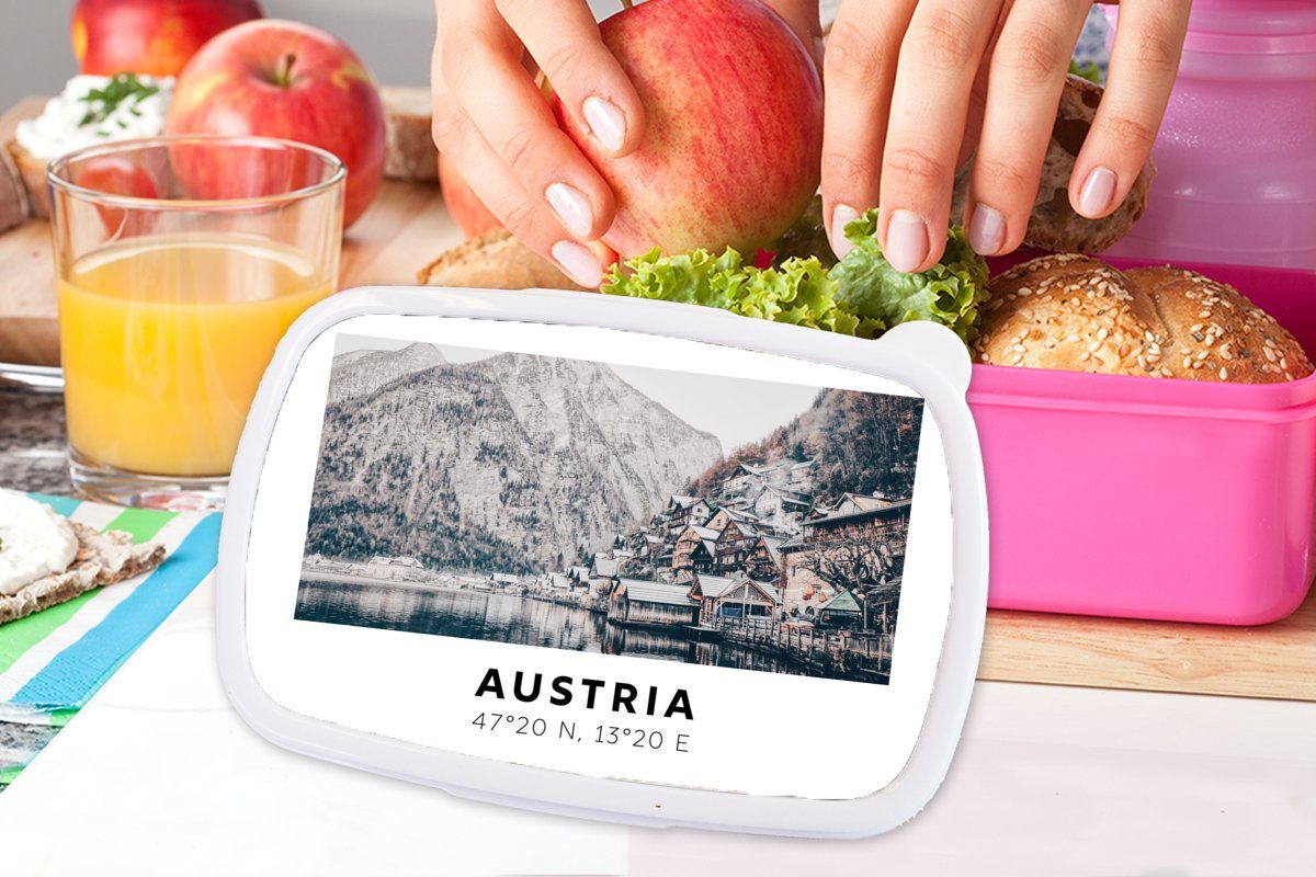 Wasser Mädchen, - Alpen, (2-tlg), rosa - Kinder, für Erwachsene, - Brotbox MuchoWow Kunststoff, Lunchbox Brotdose Kunststoff Österreich Snackbox, Berge