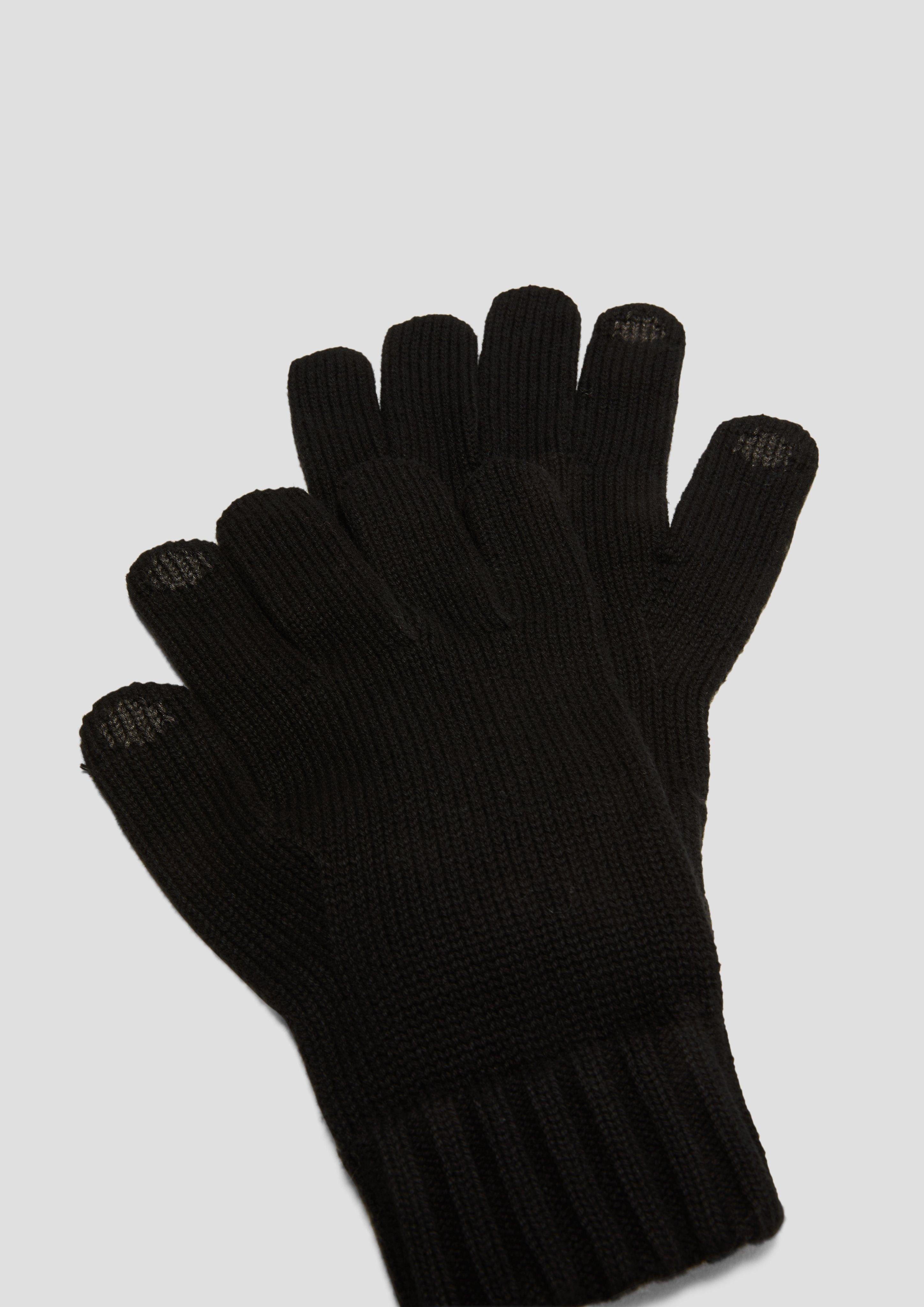 s.Oliver Baumwolle Strickhandschuhe Strickhandschuhe aus schwarz
