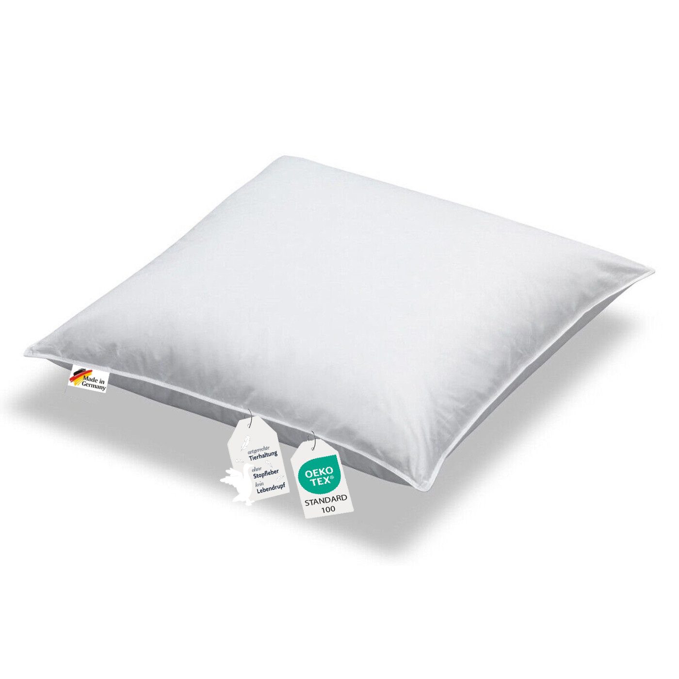 Bettenhaus Breuer Daunenkissen Kopfkissen Daunenkissen 100% sibirische Daunen 500g leicht weich 80x80, Füllung: 100% sibirische Daunen, Bezug: 100% Baumwolle, Seitenschläfer, Rückenschläfer, Bauchschläfer, Hergestellt in Deutschland