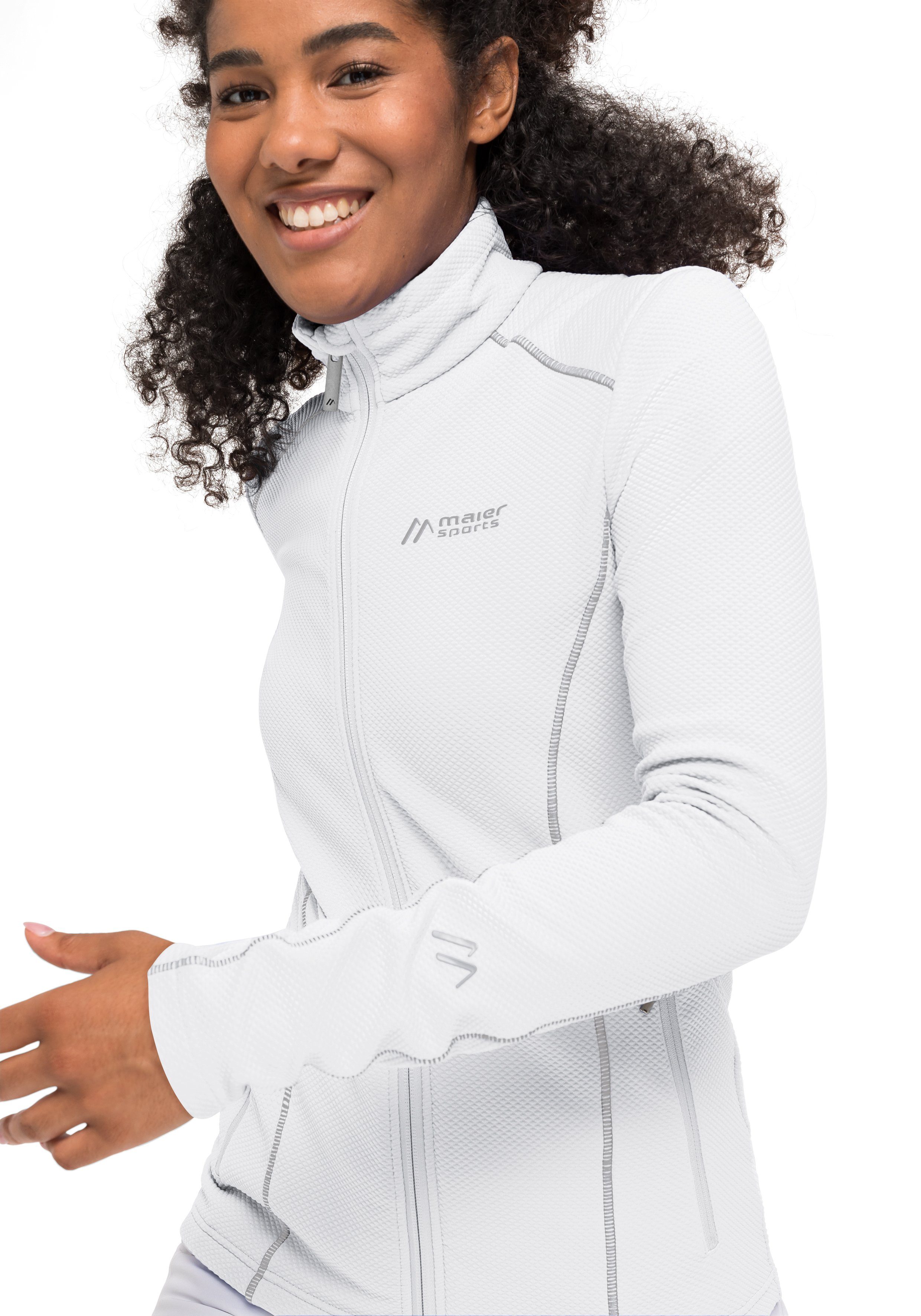 Maier Sports Funktionsshirt Ximena warme Damen als Fleecejacke zum ideal weiß Midlayer, Skifahren