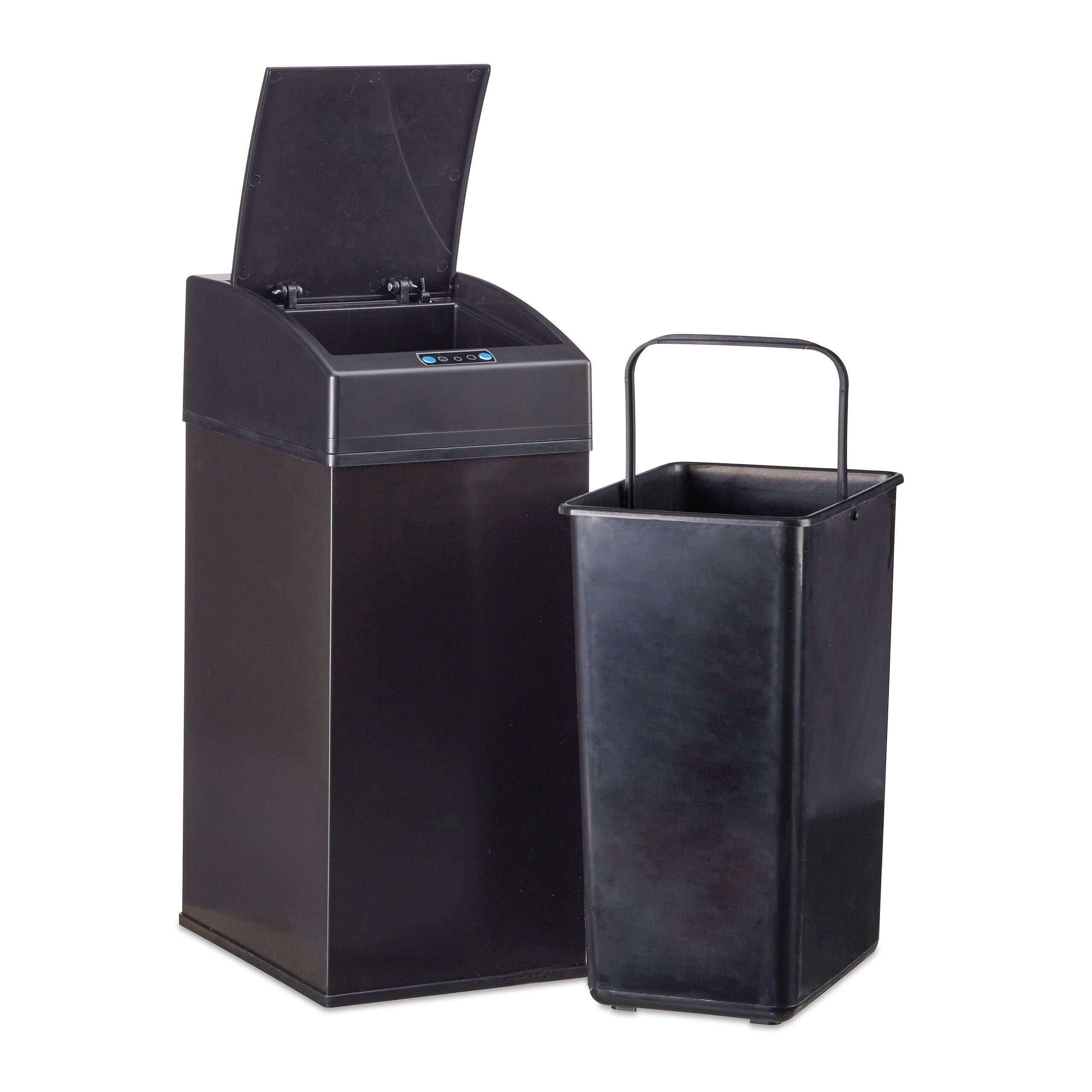 relaxdays Mülleimer Sensor Mülleimer mit Inneneimer, schwarz