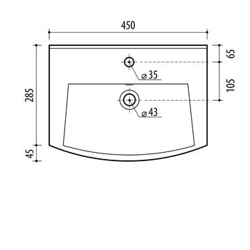 Planetmöbel Waschtisch Waschtischunterschrank Matt 45cm