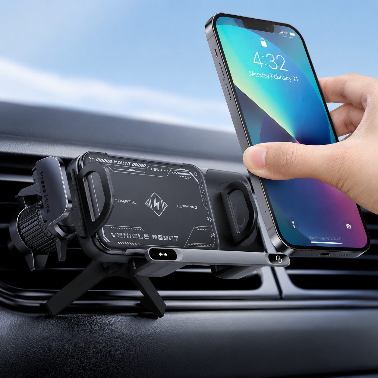 ibettertec Handy-Halterung Handyhalter Auto 360° Drehbar Autohalter mit Drahtlosladung, (15W Kabellose Autohandyhalterung mit Kühlchip, universell für alle Handytypen inkl. Falttelefone, universelle Autohalterung Ladegerät)