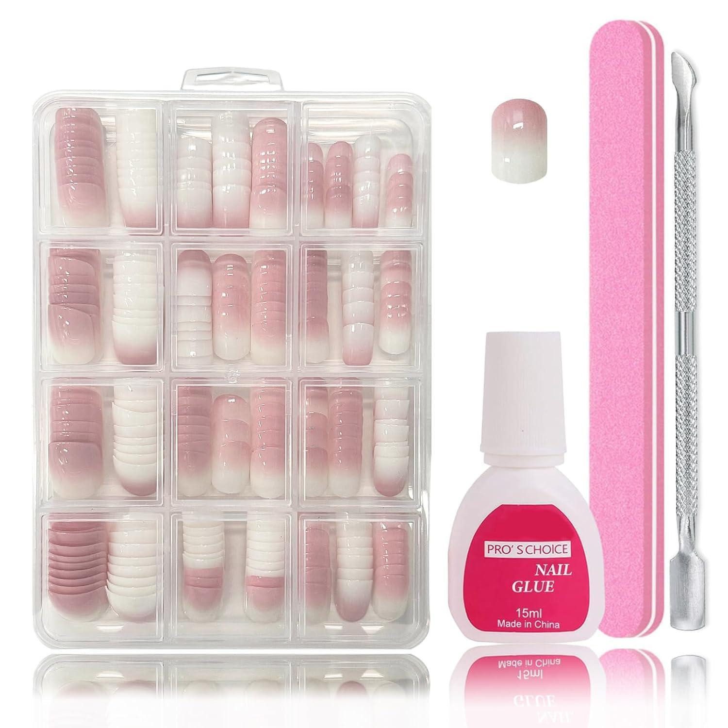 LuxusKollektion Kunstfingernägel Falsche Nägel 240 Stück Tips Set Rosa Kurz Short Gradient Baby Pink