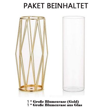 zggzerg Dekovase Dekovase Vase Für Pampasgras, Glas Roségold Vase Hochbodenvase (1 St) (1 St)