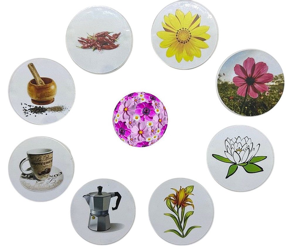 STECKEL Wanddekoobjekt 9 Stück DEKO-STECKEL® - DS-9777 Küche+Blumen - Steckdosen Abdeckung (Spar-Set, 9 St., 9er-Set), Macht jede Steckdose bunt und schützt sie gleichzeitig