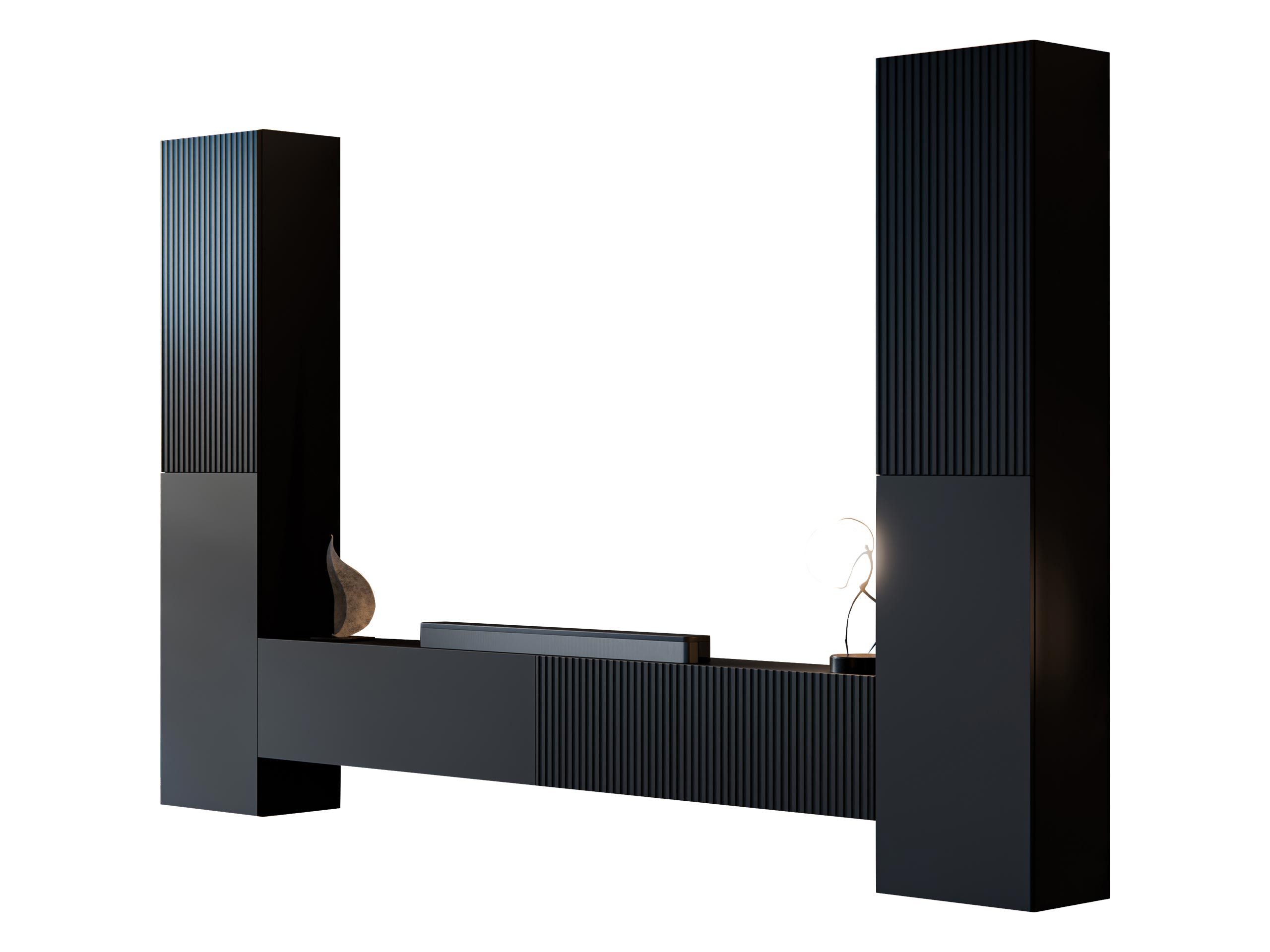 MIRJAN24 Wohnwand Capital II, (3er-Set, 2x Vitrine, TV-Lowboard), Grifflose günstig online kaufen