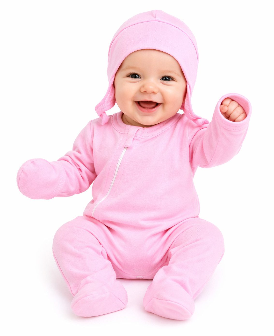 La Bortini Strampler Baby Set Overall mit Kratzschutz und Mütze in Rosa Erstlingsset