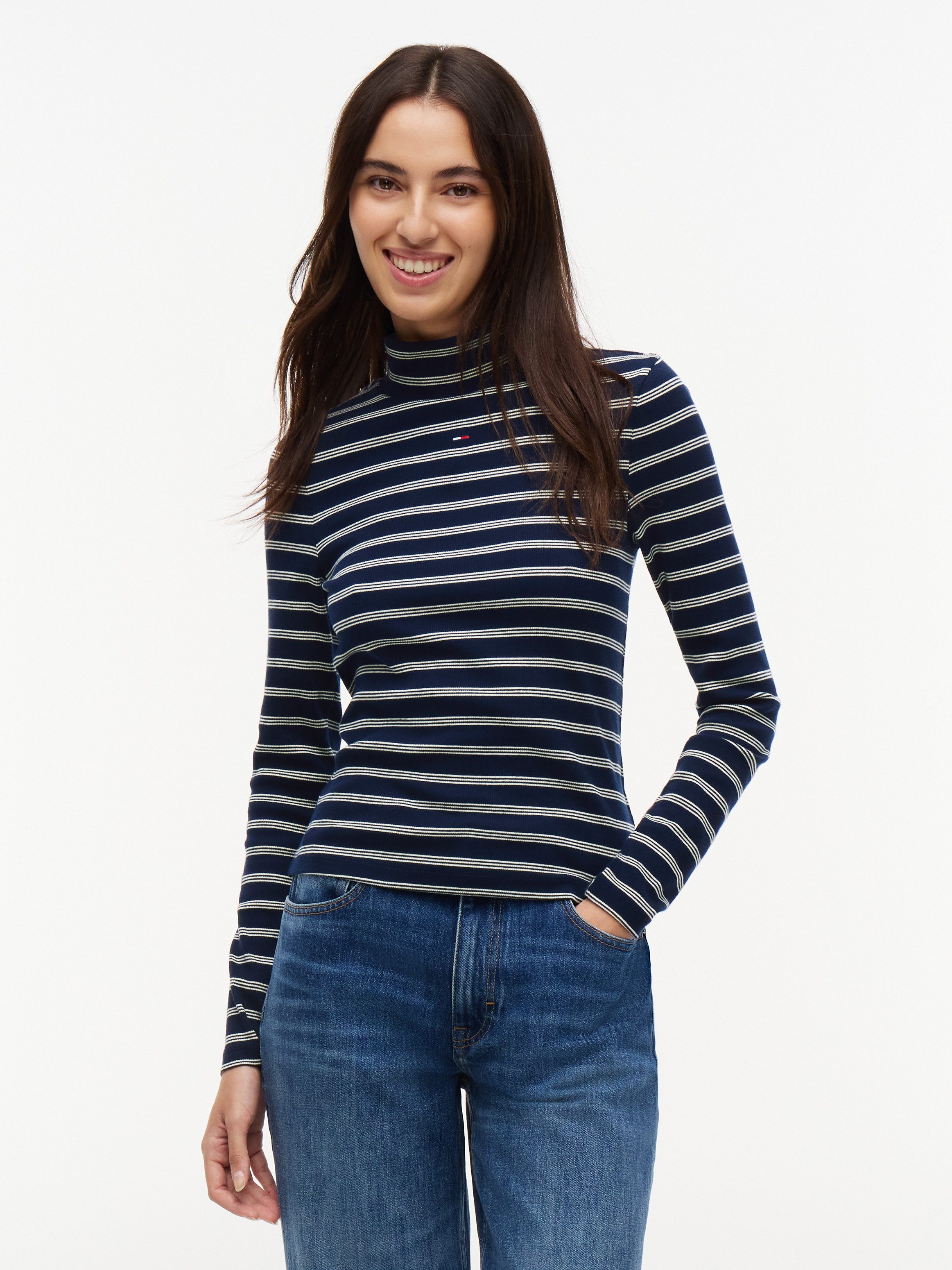 Tommy Jeans Langarmshirt TJW ESSENTIAL MOCK NECK Baumwollmischung