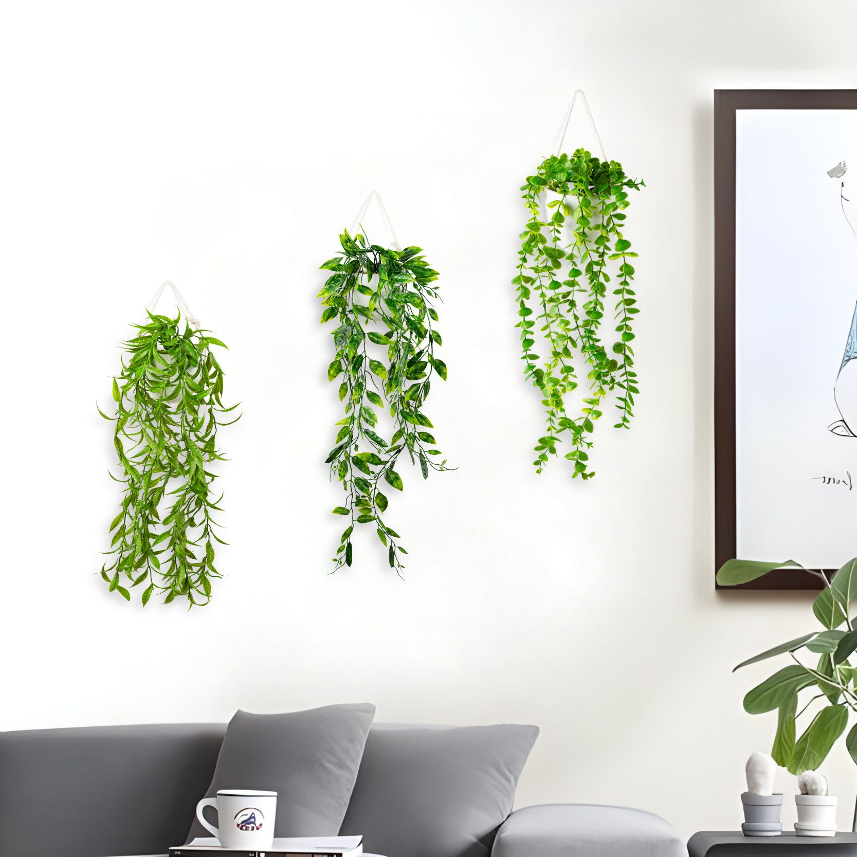 Kunstpflanze Künstliche hängepflanzen im Keramiktopf, Kunstpflanze hängend günstig online kaufen