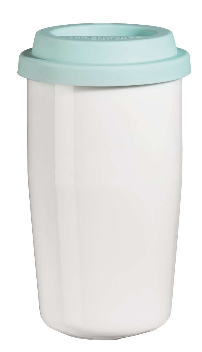 ASA SELECTION Кружки cup & go Термокружка weiss Deckel türkis 0,35 l, Porzellan / Silikon, Geschirr