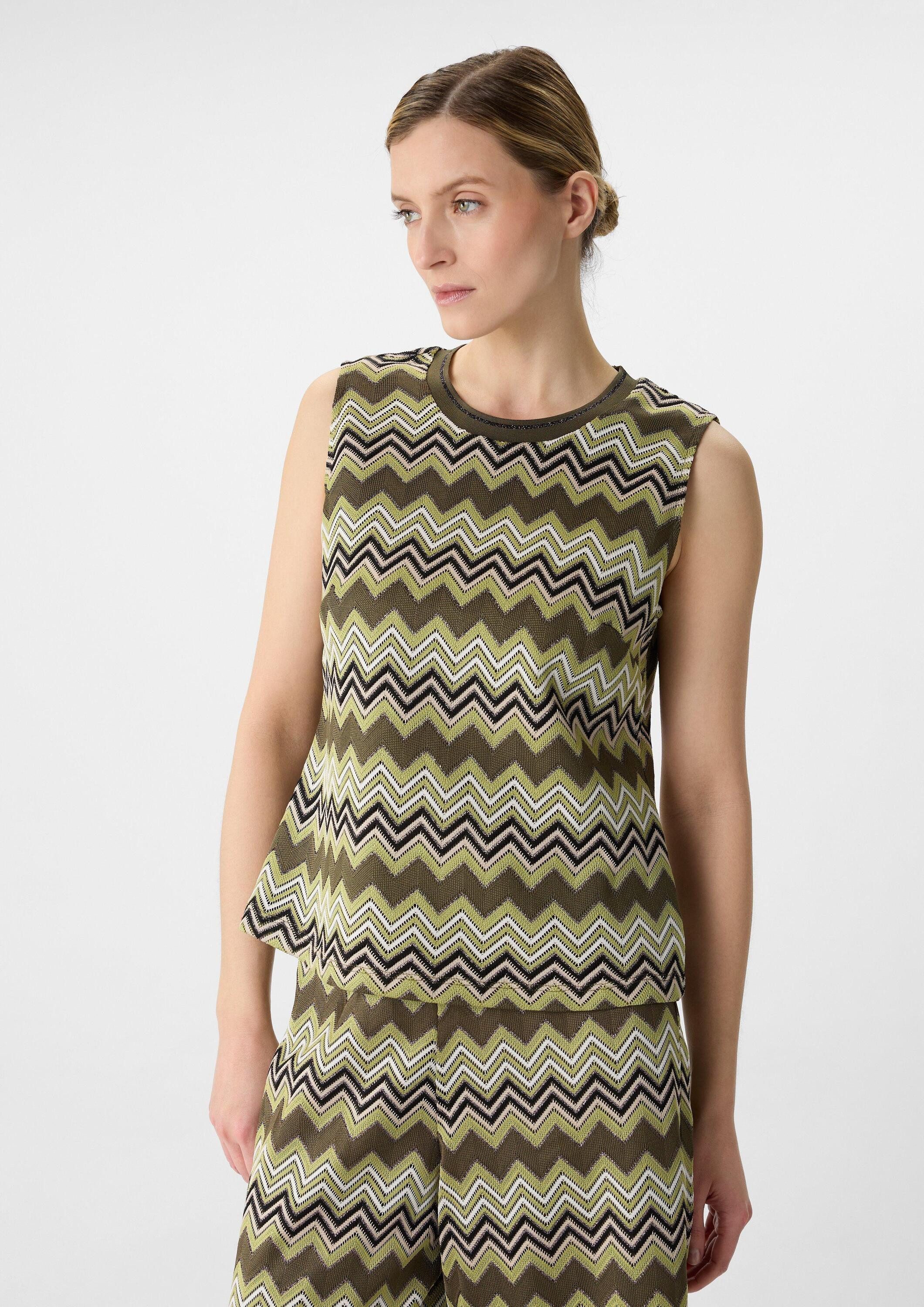 comma Muskelshirt T-Shirt Stricktop mit Zick-Zack-Muster