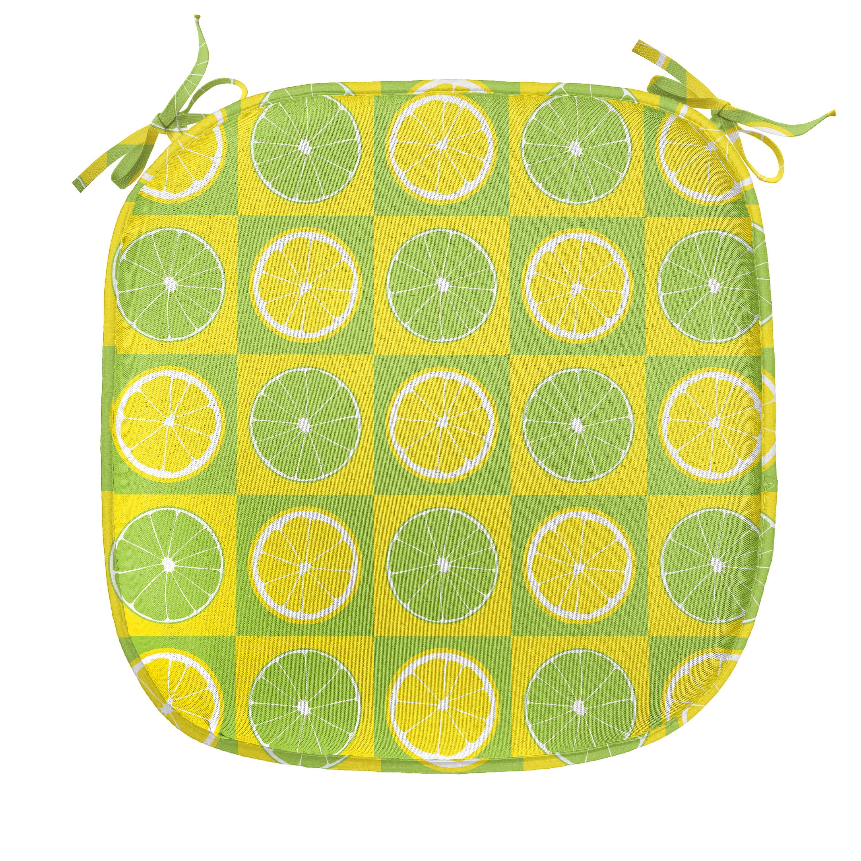 Abakuhaus Stuhlkissen Dekoratives wasserfestes Kissen mit Riemen für Küchensitze, Lime Green Lemon Lime Pop-Art