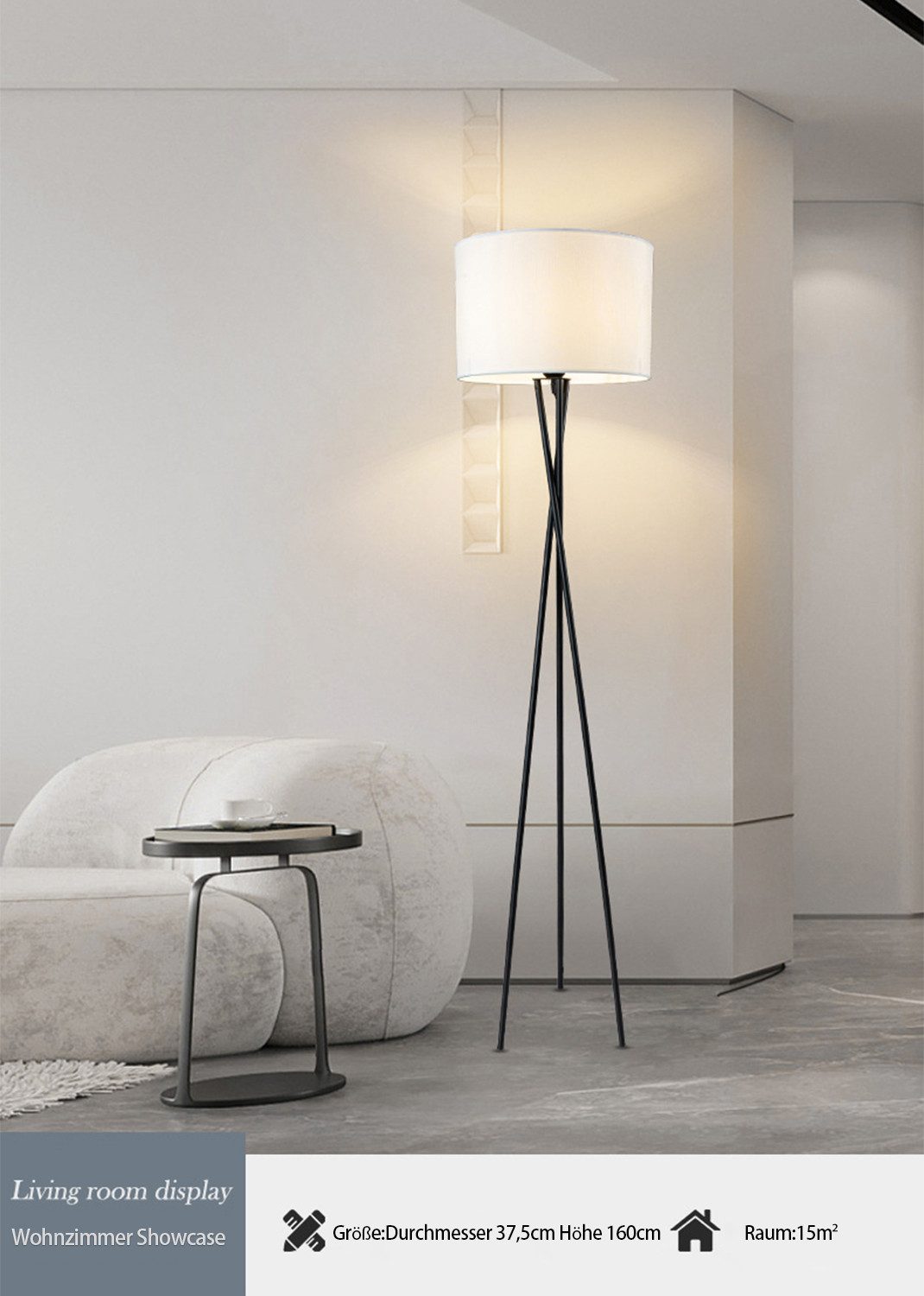 OYLCDI Stehlampe wohnzimmer Leselampe Stehleuchte Stativ aus Holz, E27 LED Stehlampe, für wohnzimmer Leselampe Schlafzimmer,Büro Arbeitslampe, (Glühbirne nicht enthalten), Wohnzimmerleuchte,Skandinavischer