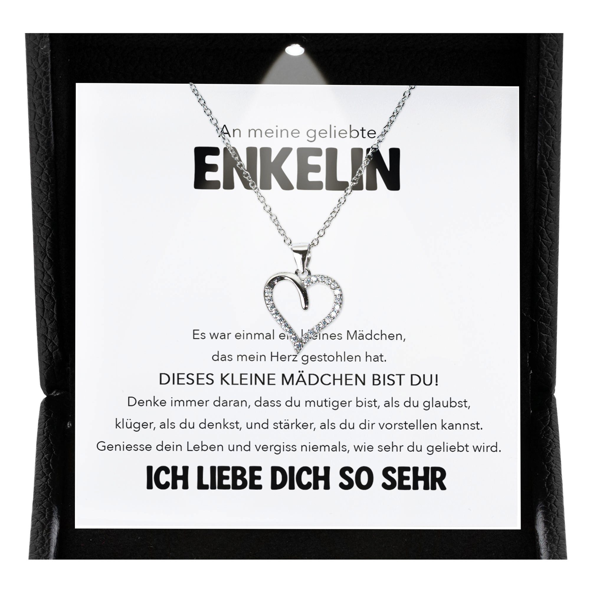 22Feels Schmuckset An Meine Enkelin Geschenk von Oma Opa Mädchen Herz Halskette Frauen (inkl. Geschenktasche, Karte, Poliertuch, Beutel), Premium Licht Etui, Silber 925/000, Karte Made In Germany