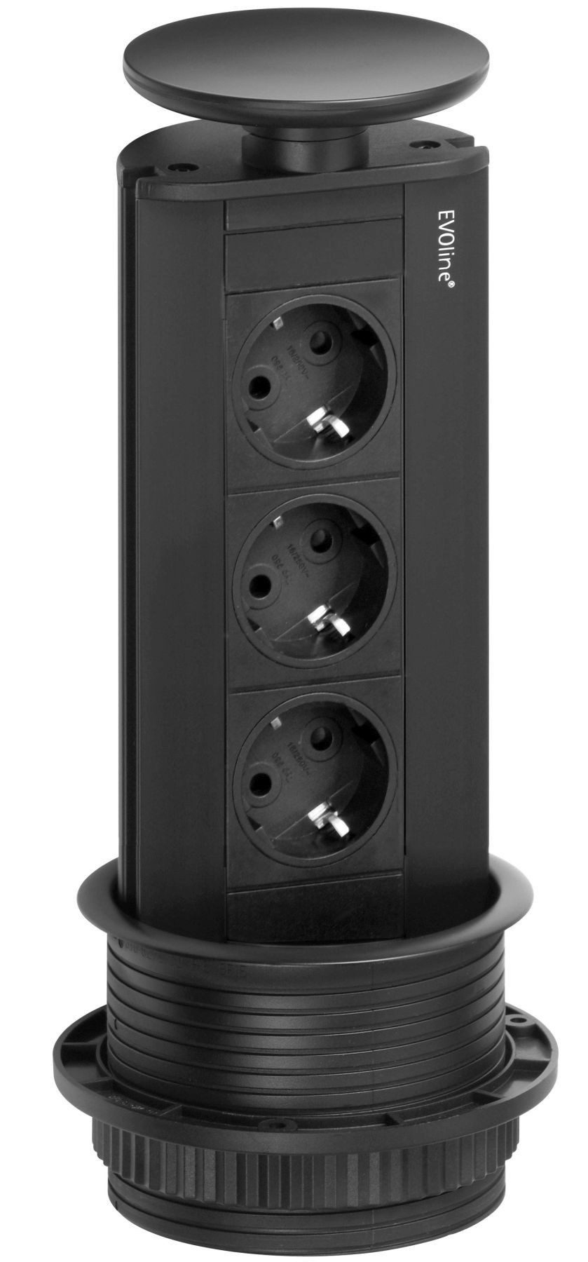 Schulte Elektrotechnik Steckdose Einbausteckdose Evoline Port, 3-fach Küchensteckdose versenkbar