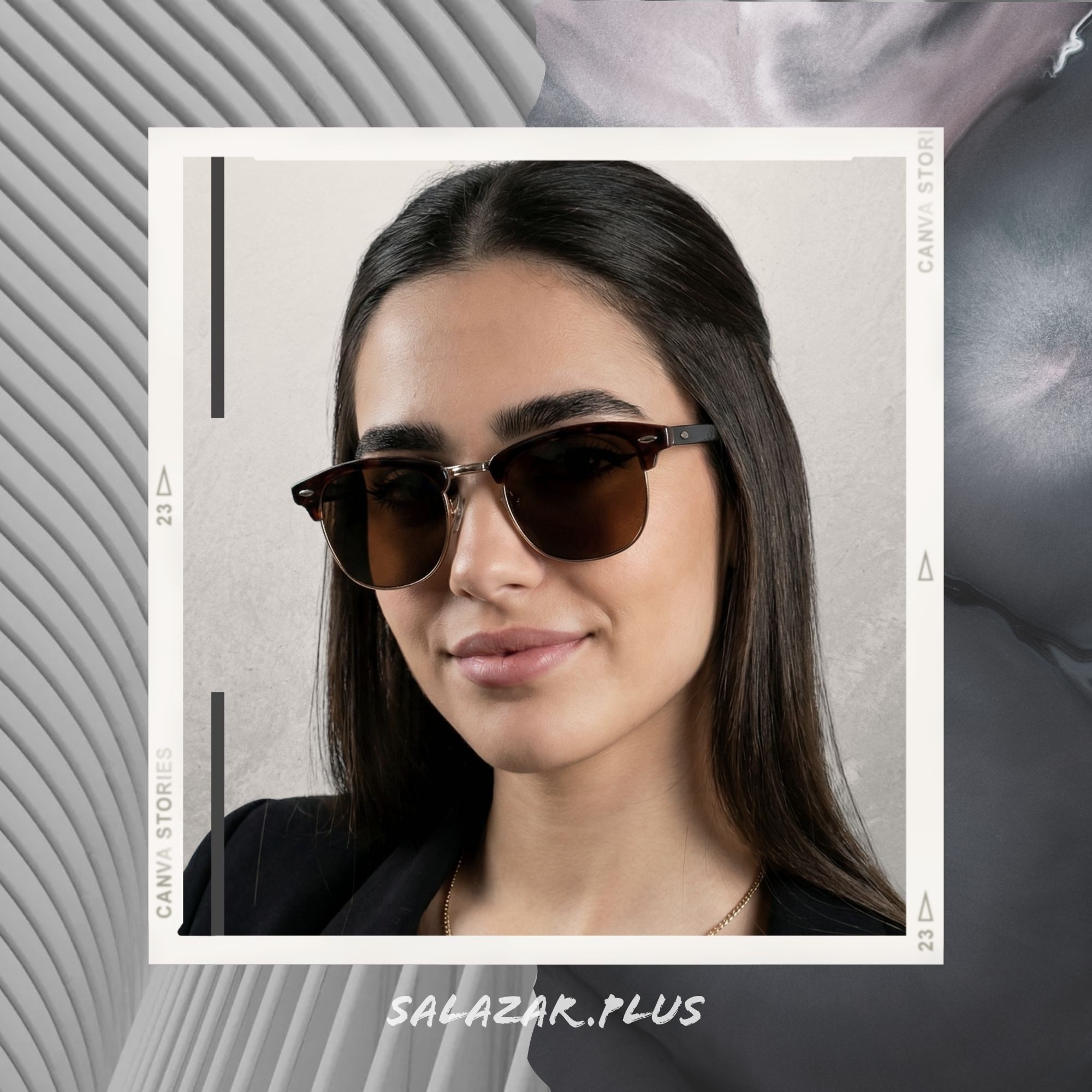 salazar.plus Sonnenbrille Rund Rechteckig Unisex 2 Farben Damen Herren Brille Schwarz Braun