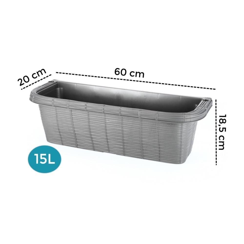 GarPet Balkonkasten Geländerkasten Rattan Geflecht Optik Balkon Geländer Blumen Kasten