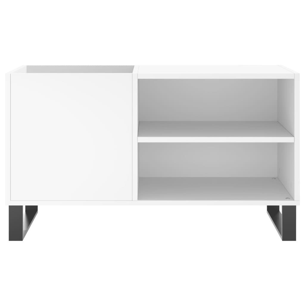 furnicato Media-Regal Klassischer weißer Schallplattenschrank 85x38x48 cm mit Eisenbeinen, 1-tlg., LP-Regal mit Ablagefläche für Plattenspieler und feuchtemfestem Holz