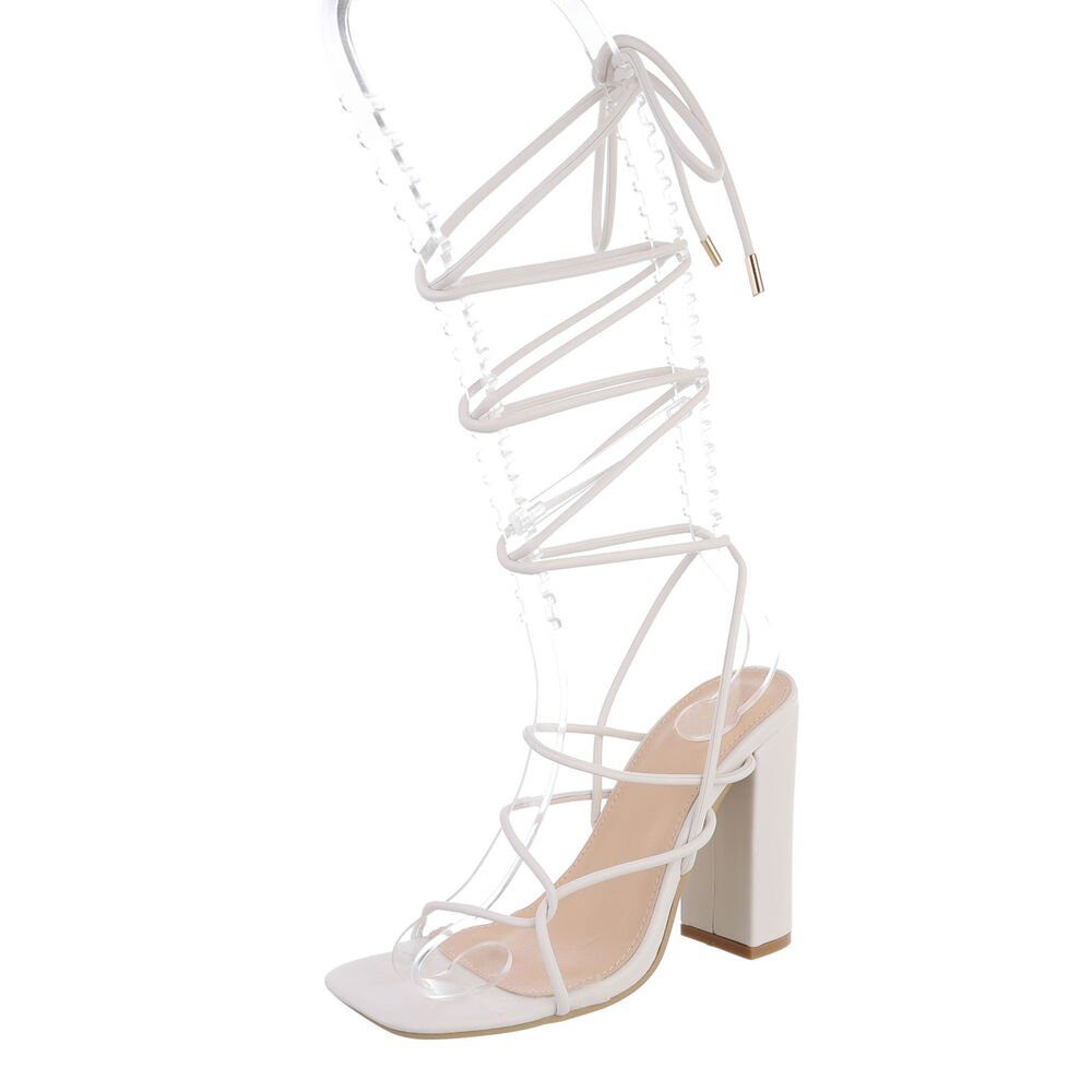 Ital-Design Damen Gladiator/Römer Party & Clubwear High-Heel-Sandalette Blockabsatz Sandalen & Sandaletten in Beige